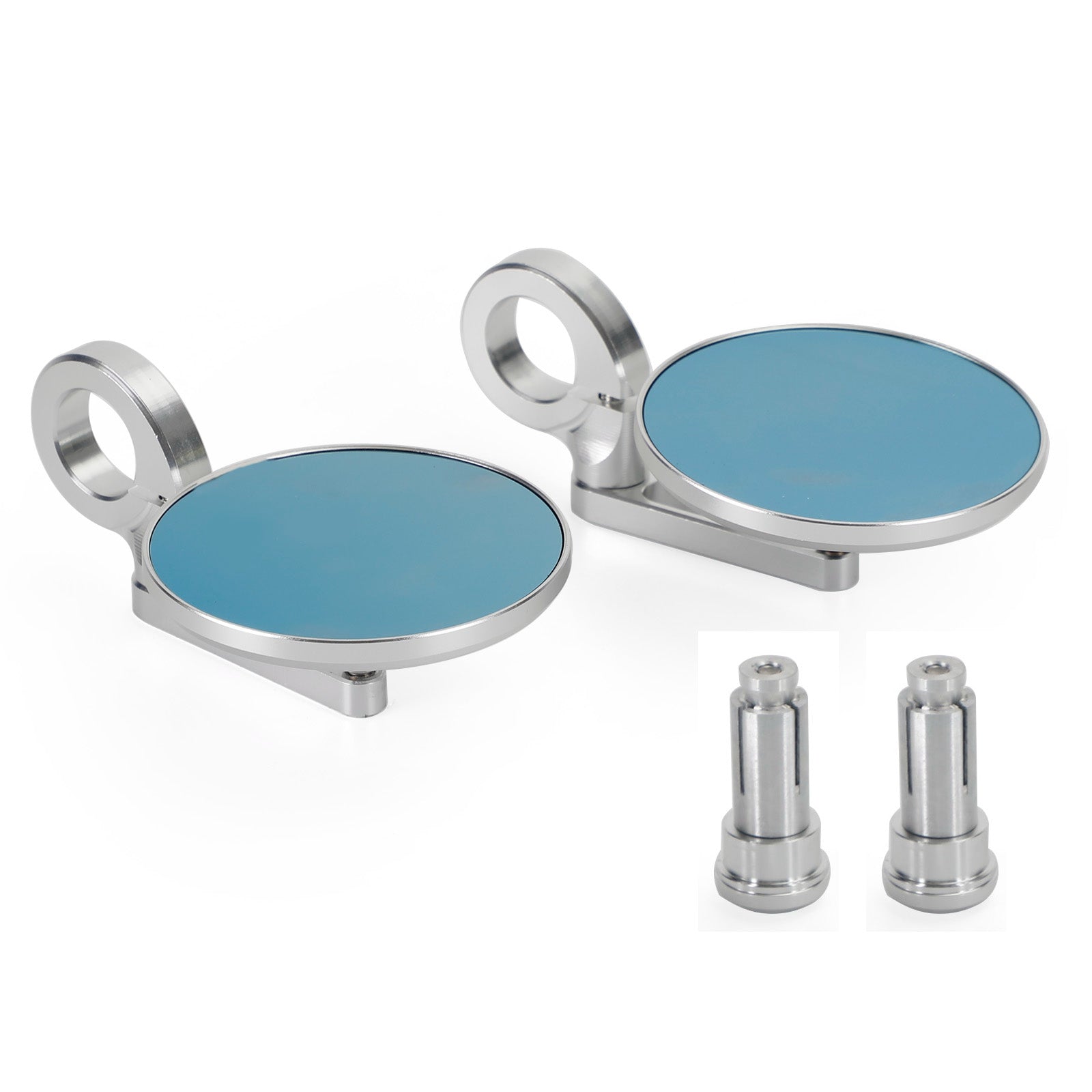 Rétroviseur court argent embout de guidon 22 et 25 mm aluminium pour motos NEUF