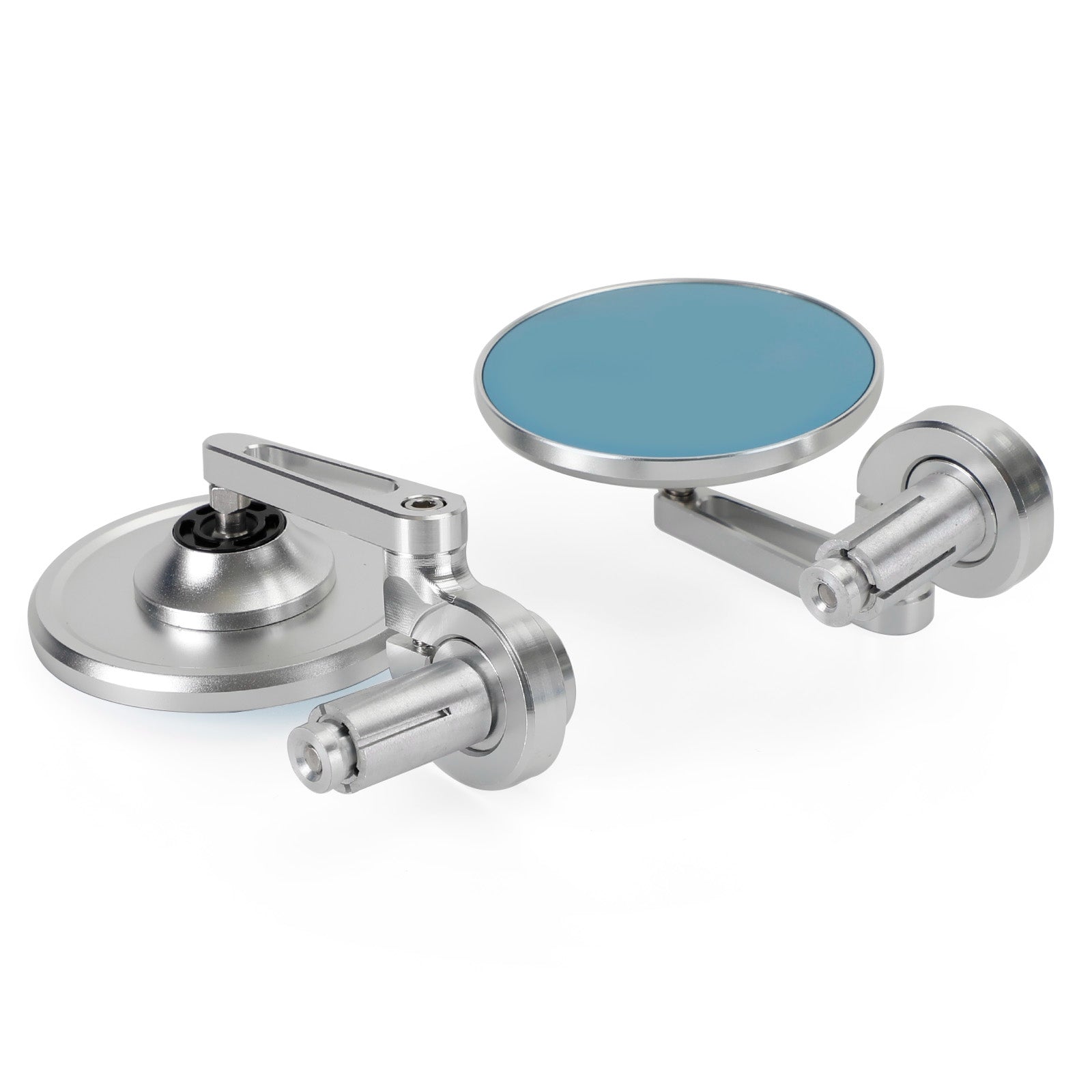 Rétroviseur court argent embout de guidon 22 et 25 mm aluminium pour motos NEUF