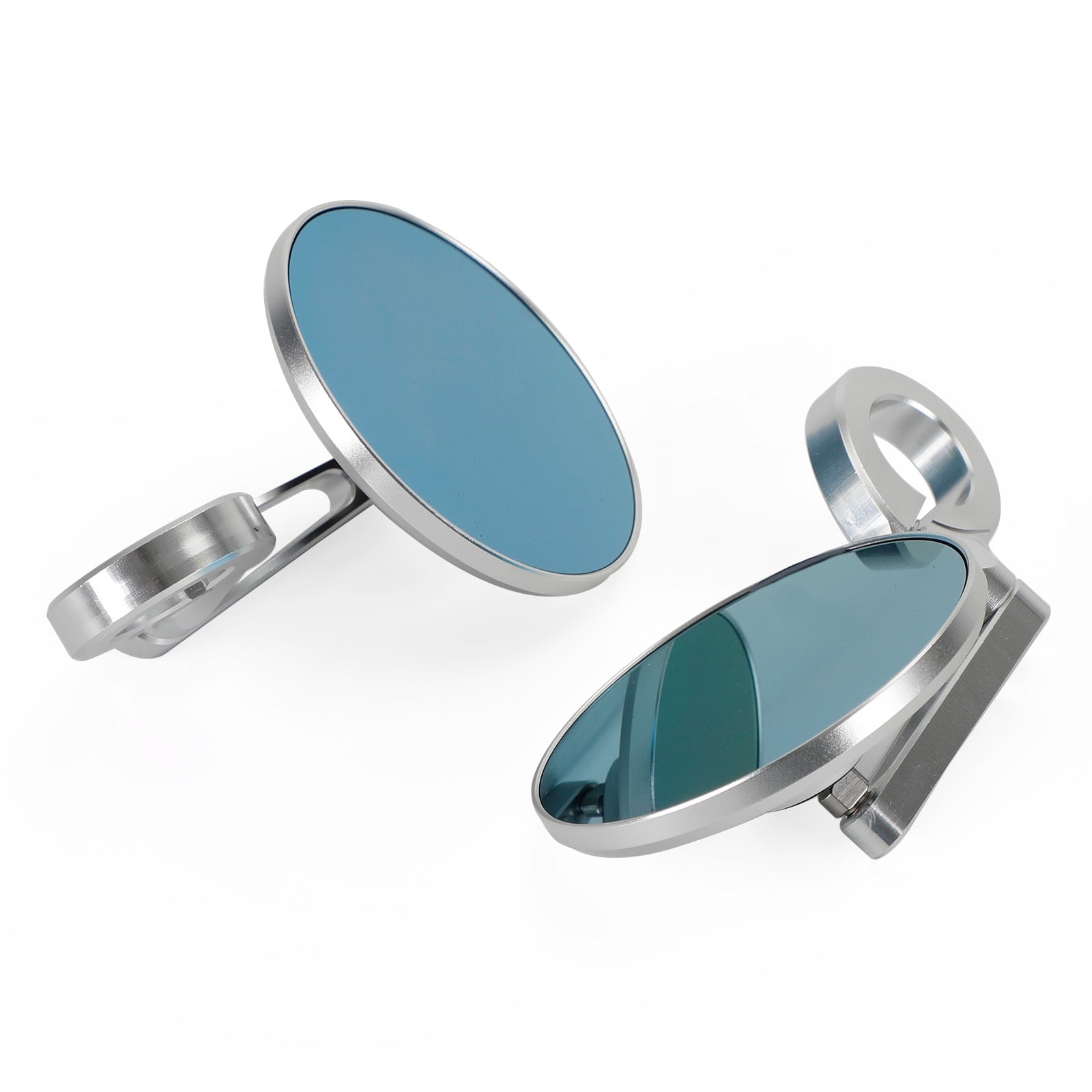 Rétroviseur court argent embout de guidon 22 et 25 mm aluminium pour motos NEUF