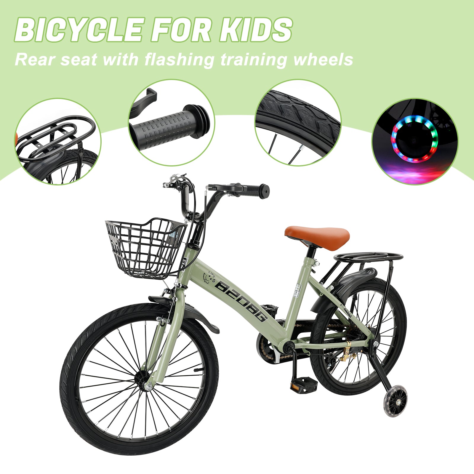 18 inches Kid's Bicycle BMX Child Bike for Ages 7-9 Years with auxiliary wheels