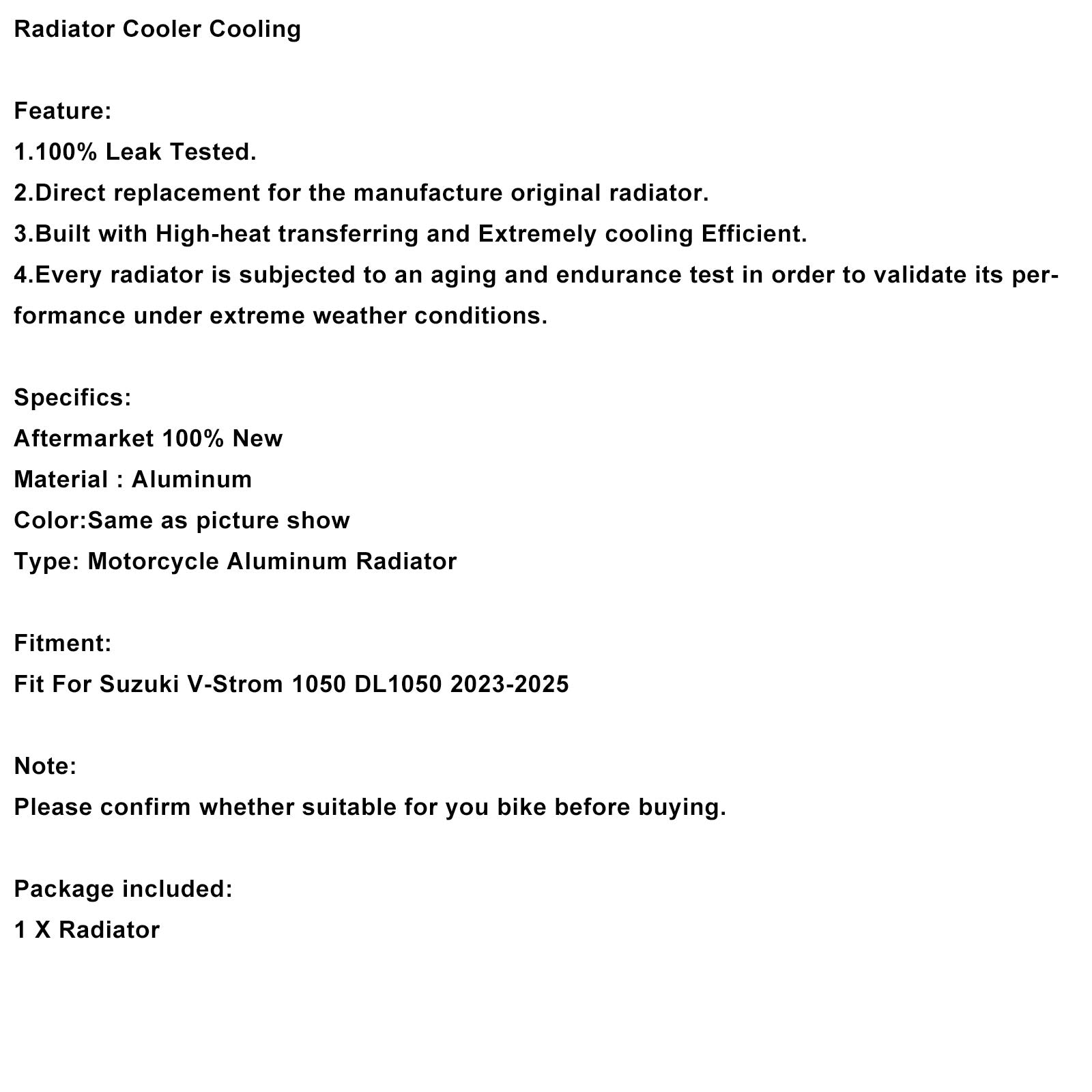 Radiatorkoeler voor Suzuki V-Strom 1050 DL1050 (2023-2025)