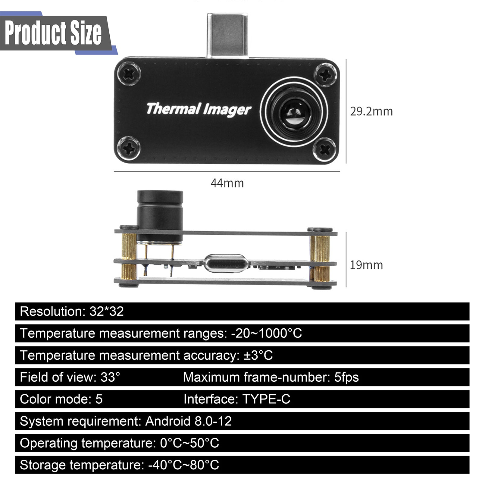 Caméra d'imagerie thermique USB Type-C pour téléphone mobile Android Fonctionnalités améliorées