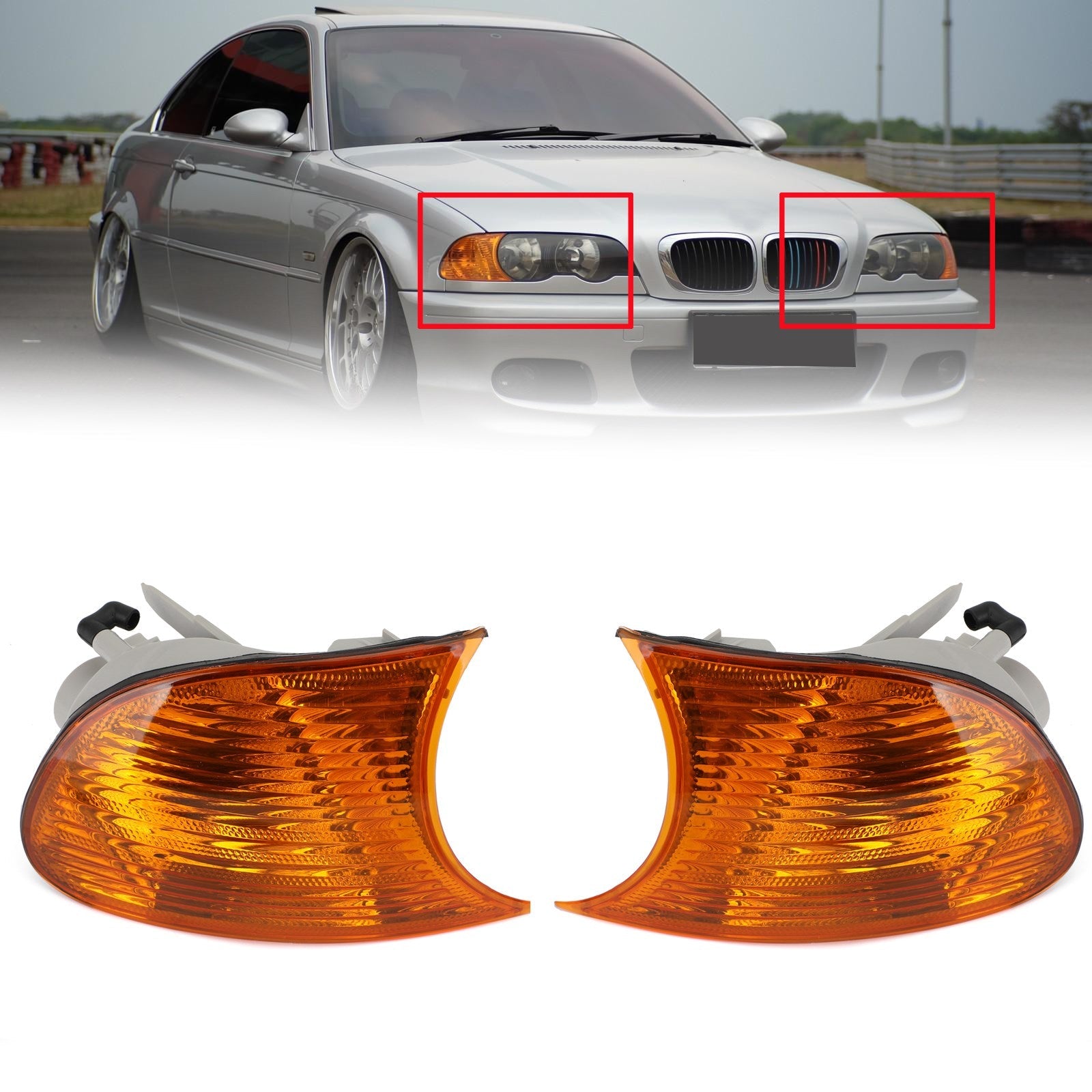 Par de luces laterales&Luces de esquina ámbar para BMW Serie 3 E46 Coupé 1998-2001 63126904299