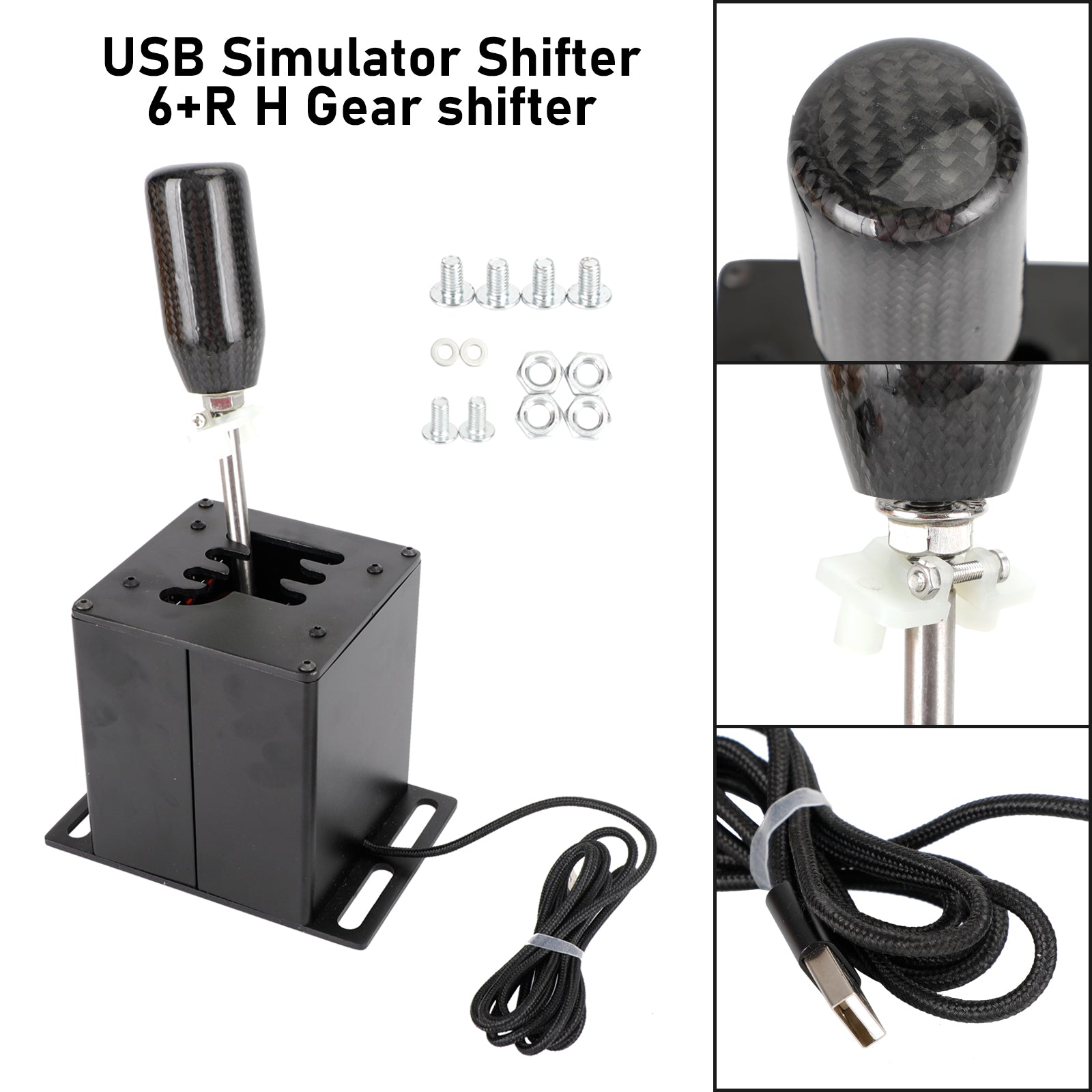 6+R USB Simulator Shifter H Gear shifter pour Logitech G29 G920 Volant PC Noir