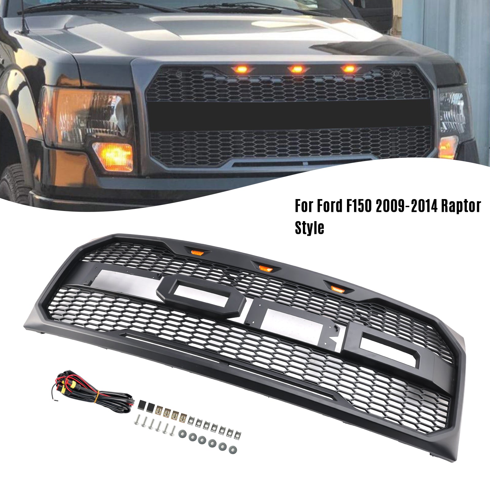 Black Calander Mate Raptor w stylu Ford F150 (2009-2014) z bursztynem LED