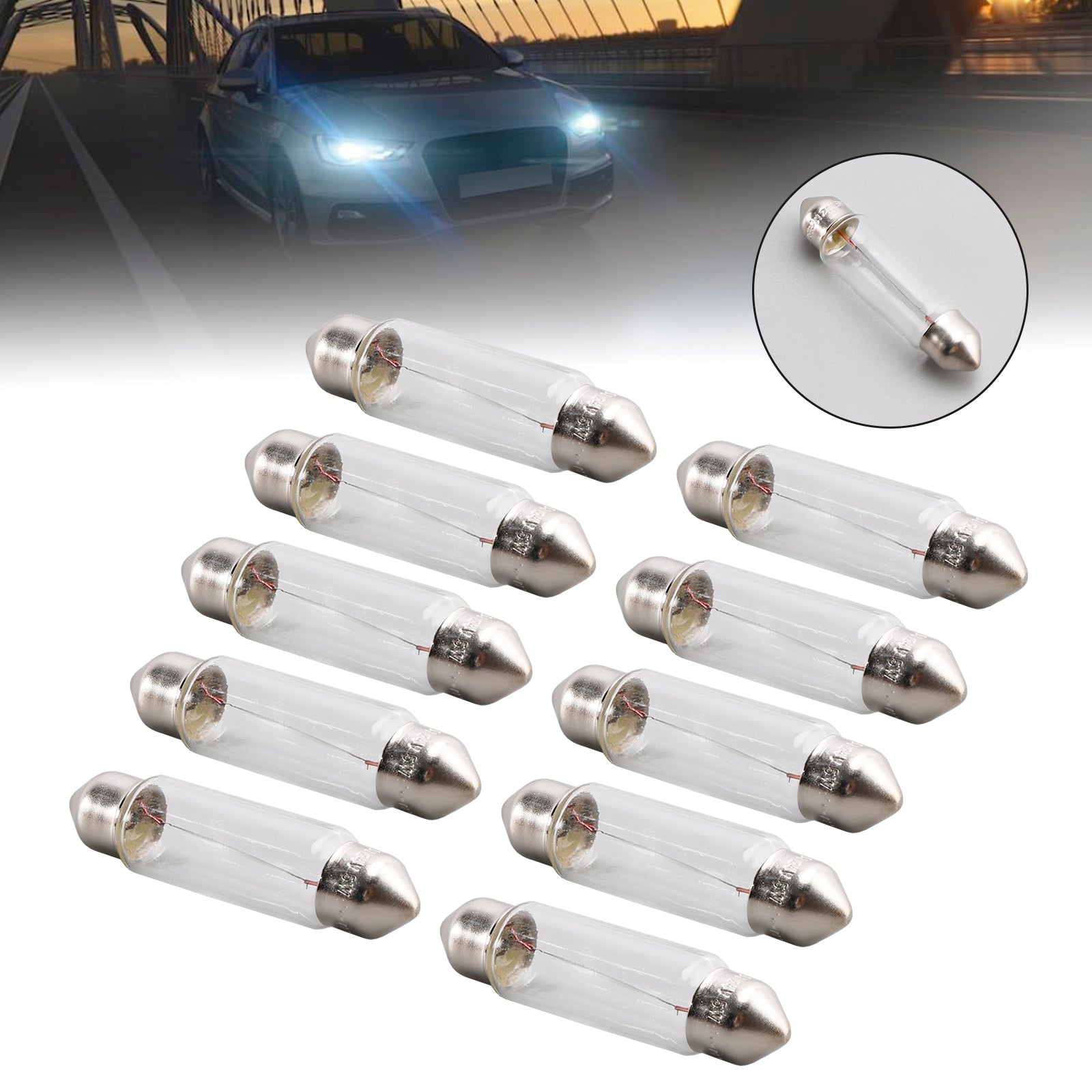 Lotto di 10 lampadine tubolari per l'illuminazione auto C5W Sv8.5 41 mm 6424 24 V 5 W per Osram