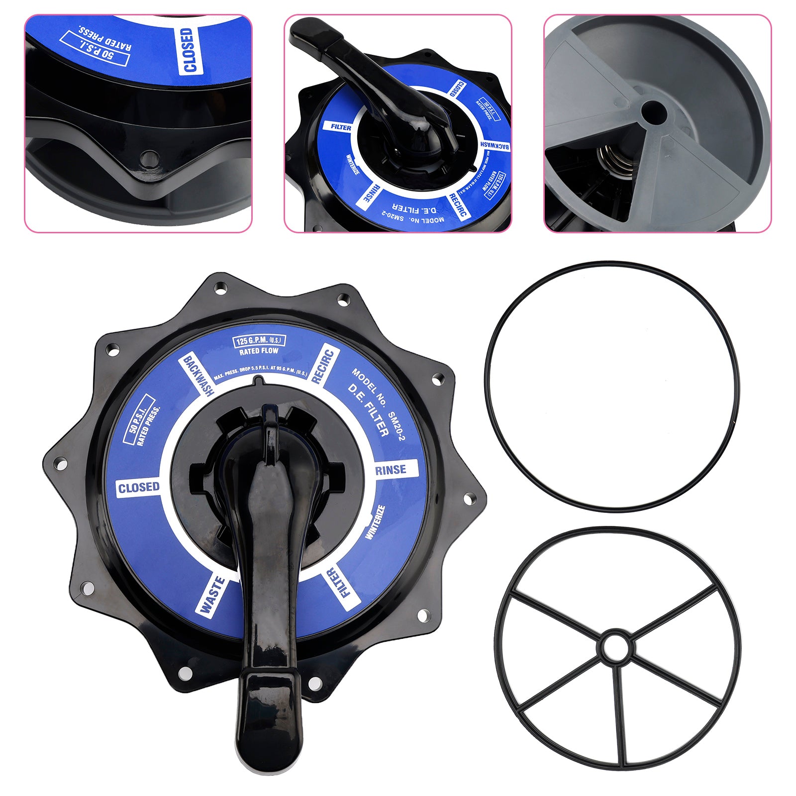 R0443900 Ensemble de vanne supérieure de 2 pouces pour remplacement de vanne multivoies Zodiac Jandy