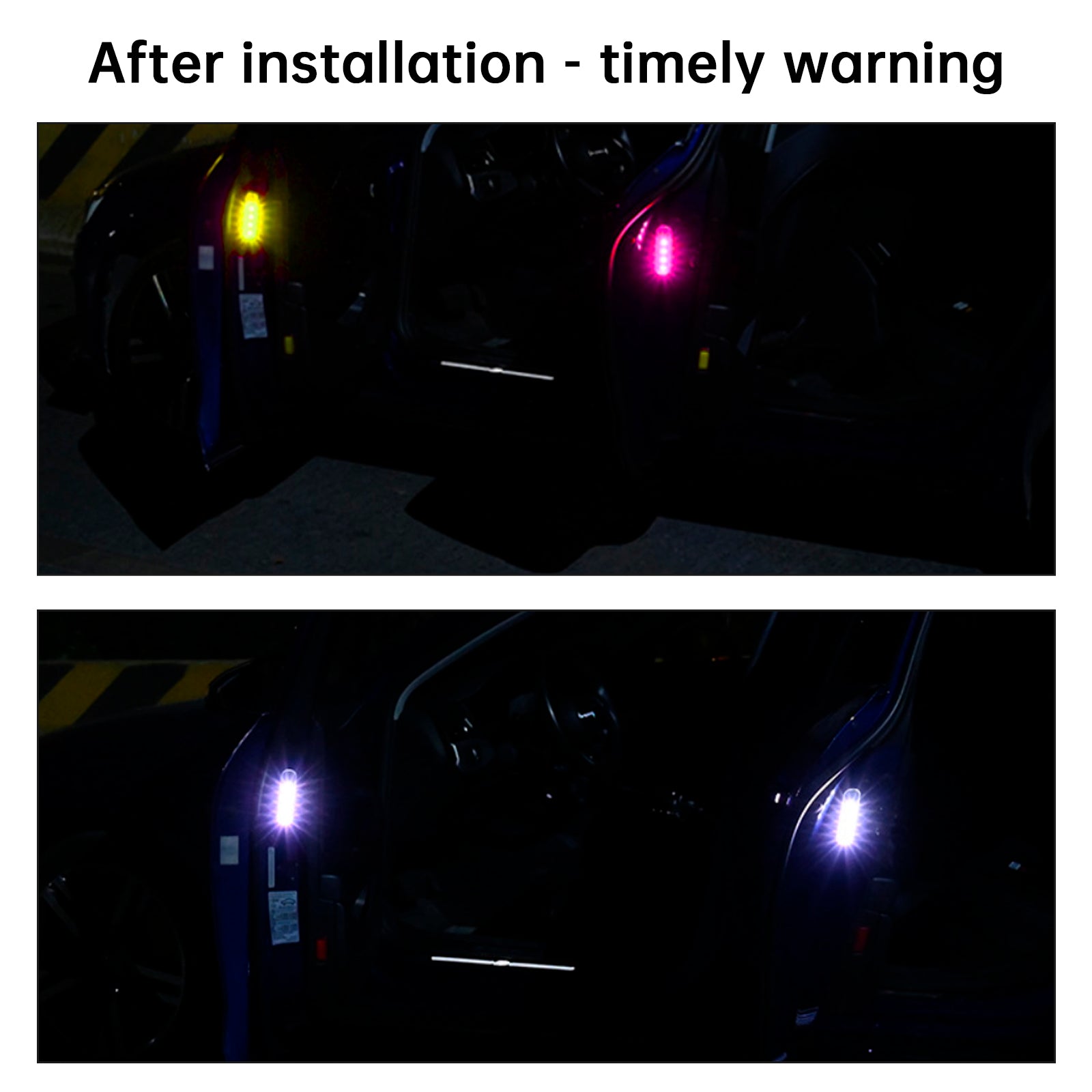 Lot de 4 feux de sécurité pour portière de voiture, clignotants, à détection automatique