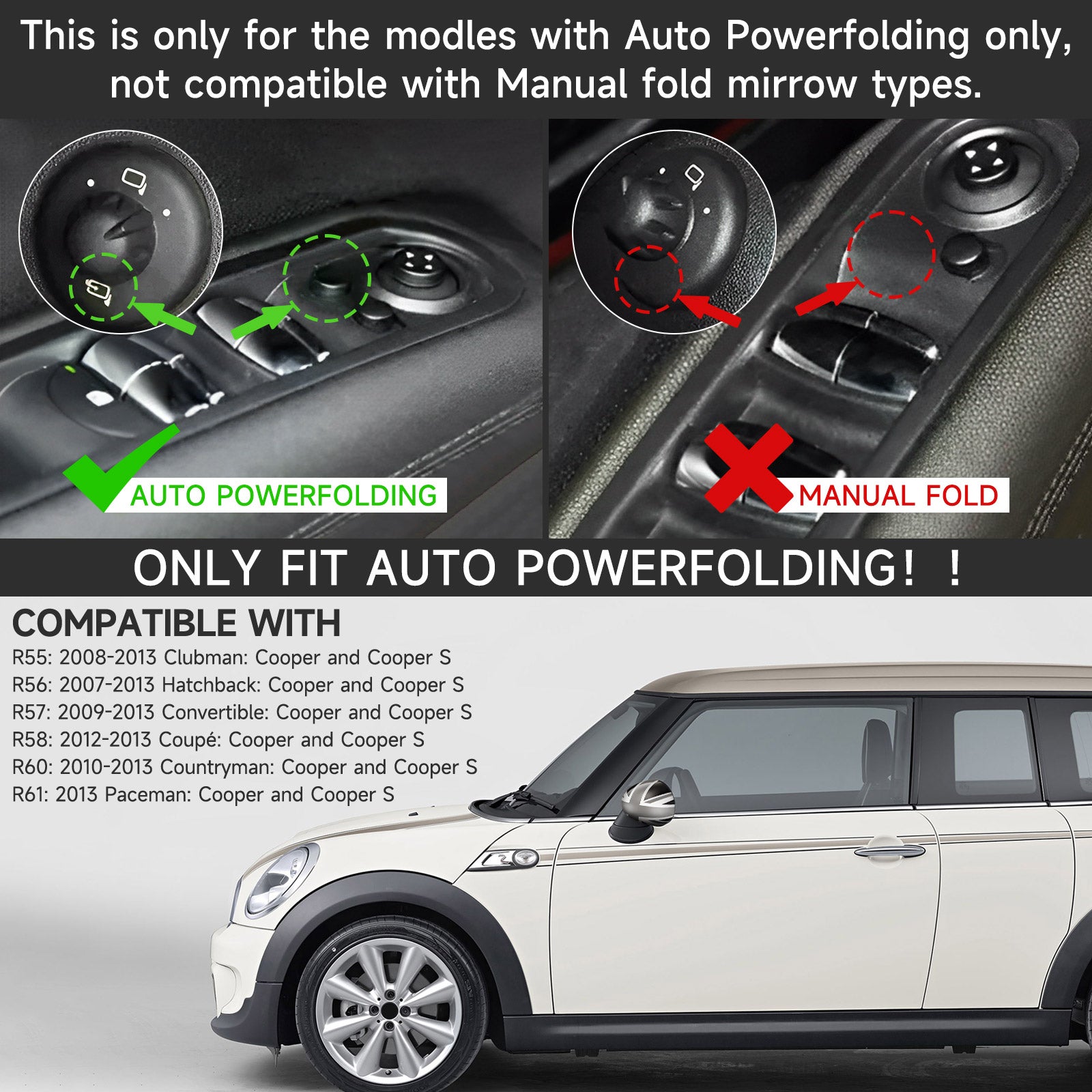 2x Union Jack Wing Lustro dla mini Cooper R55/R56/R60 MURROR