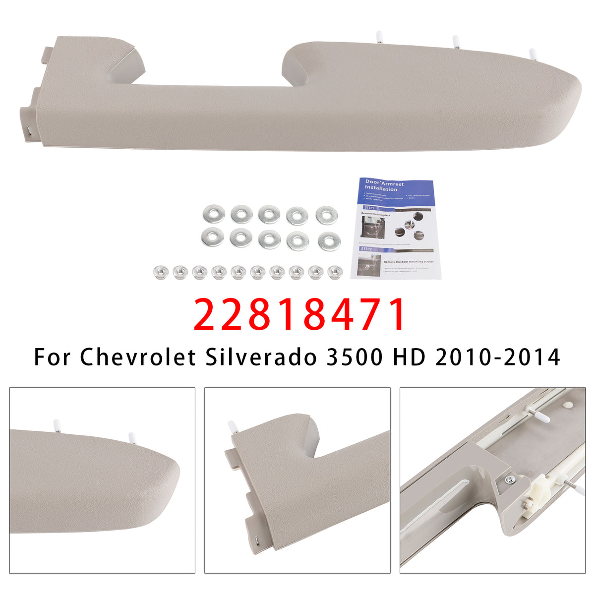 Kit de réparation d'accoudoir avant droit pour Chevy Silverado 1500 2500HD 2010-2014 (gris)