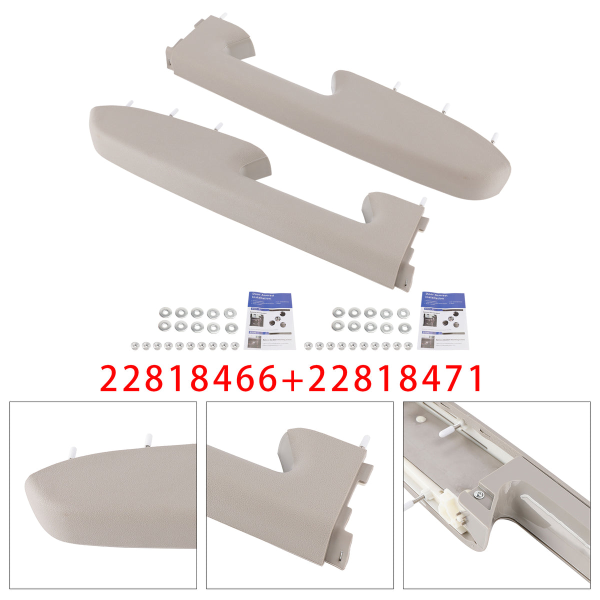 Reparatursatz für die vordere Armlehne, grau, Teilenummer 22818471, für GMC Sierra 1500 (2010-2013)