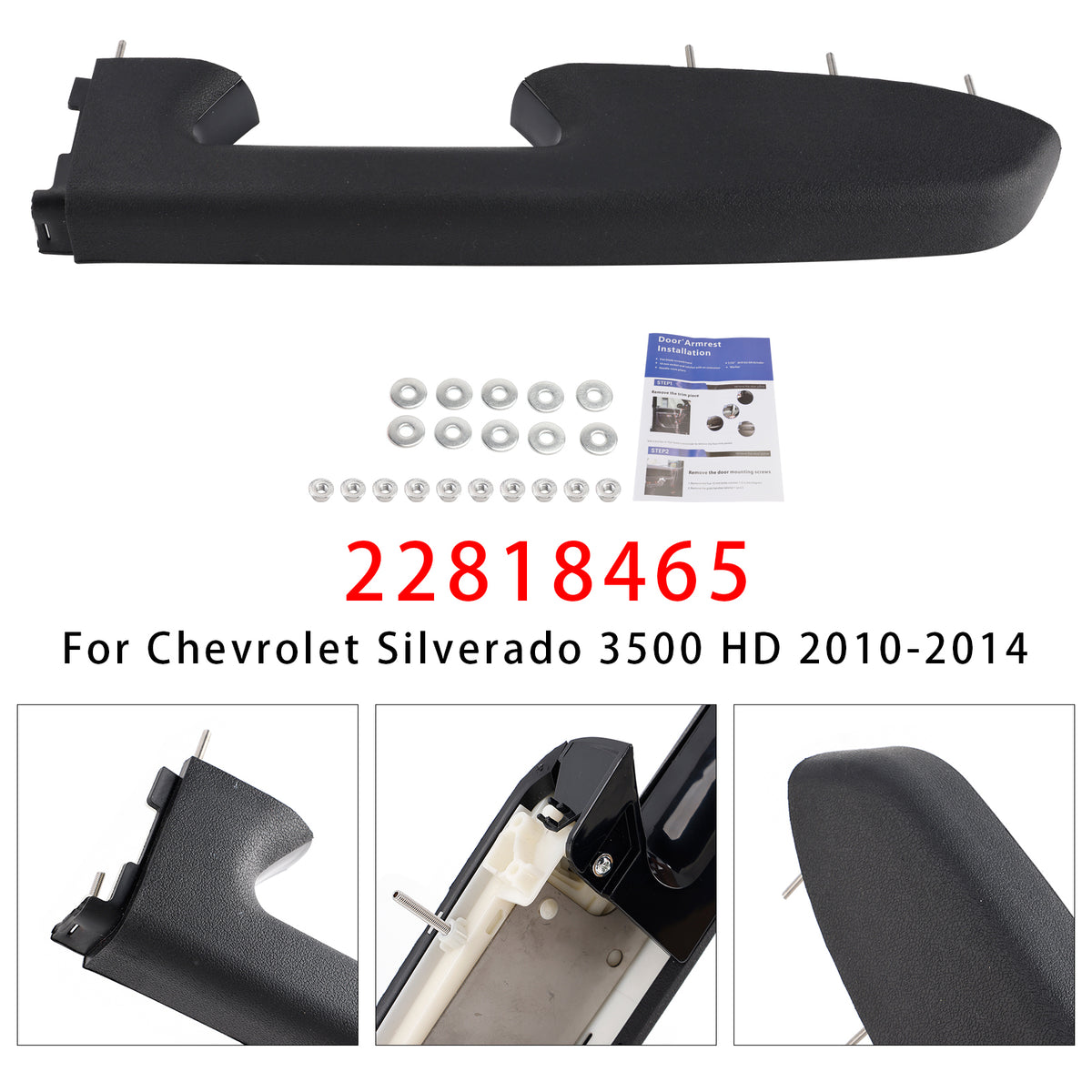 Kit de réparation d'accoudoir avant droit pour Chevy Silverado 1500 2500HD 3500HD 10-14 Noir