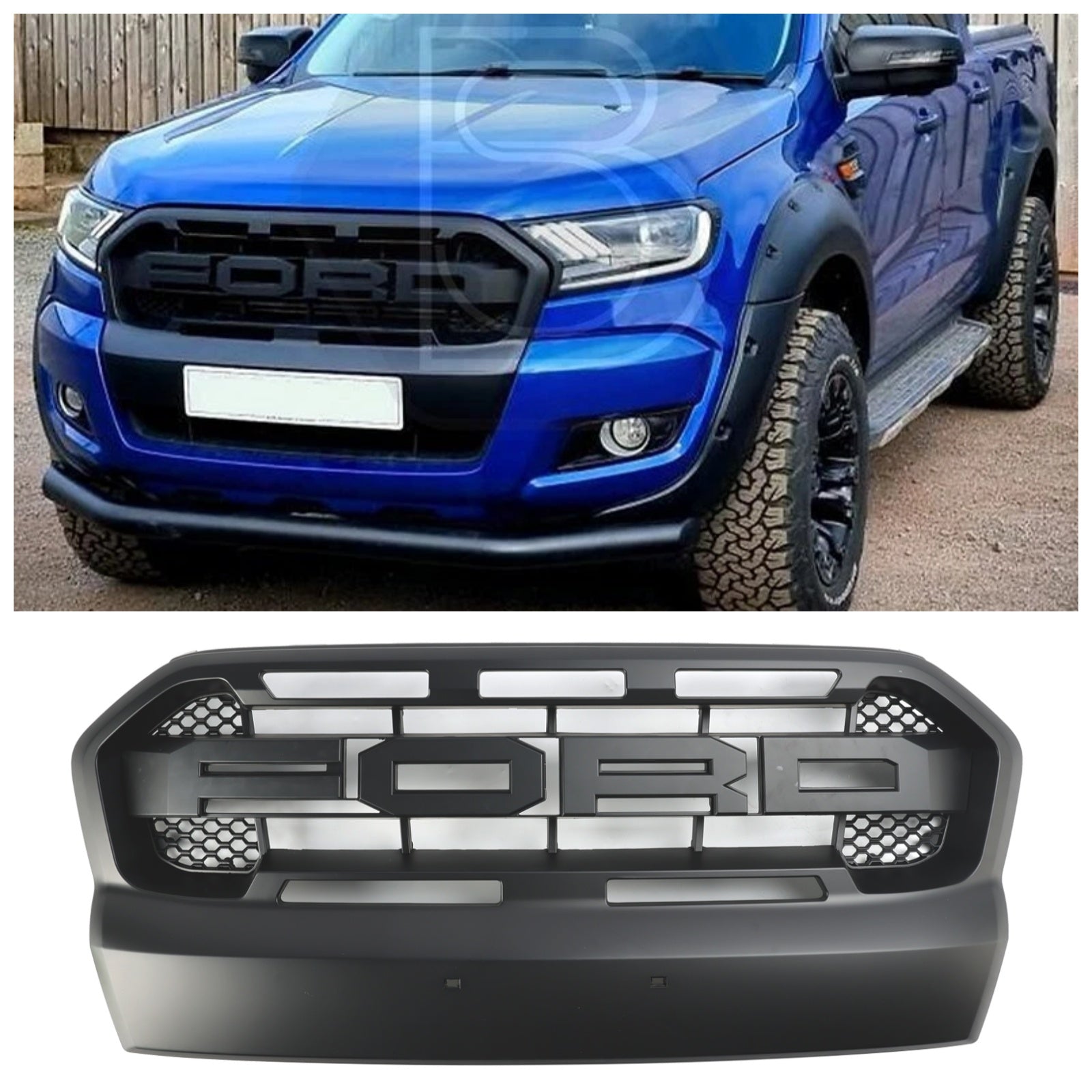 Grille Paraurti przed Ranger T7 2015 2019 Style Raptor Noir Mat Drei