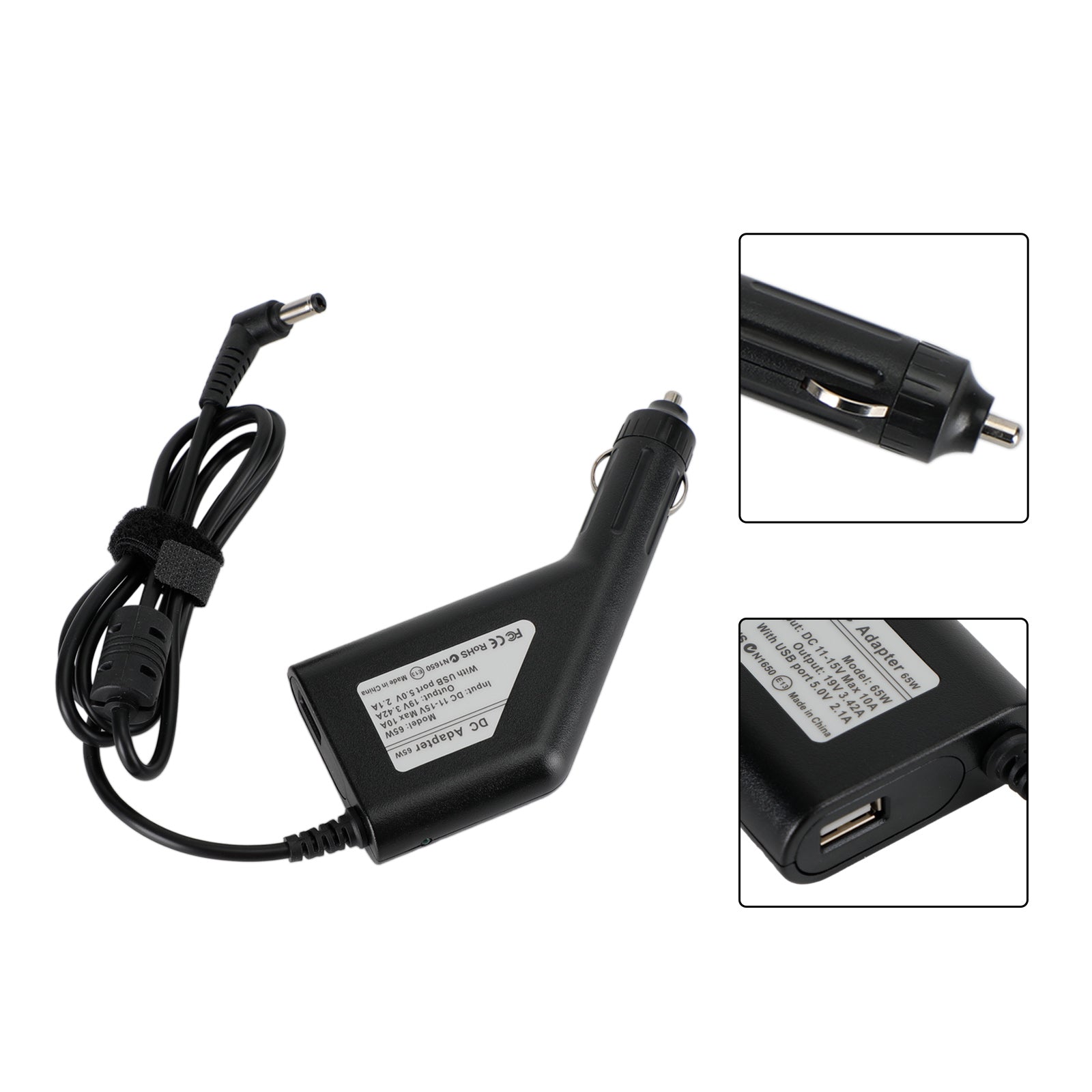 Chargeur Allume-Cigible Universel 19V 3.42A 65W 5.5x2.5mm pour Ordinateur Portable Asus Lenovo Acer Samsung