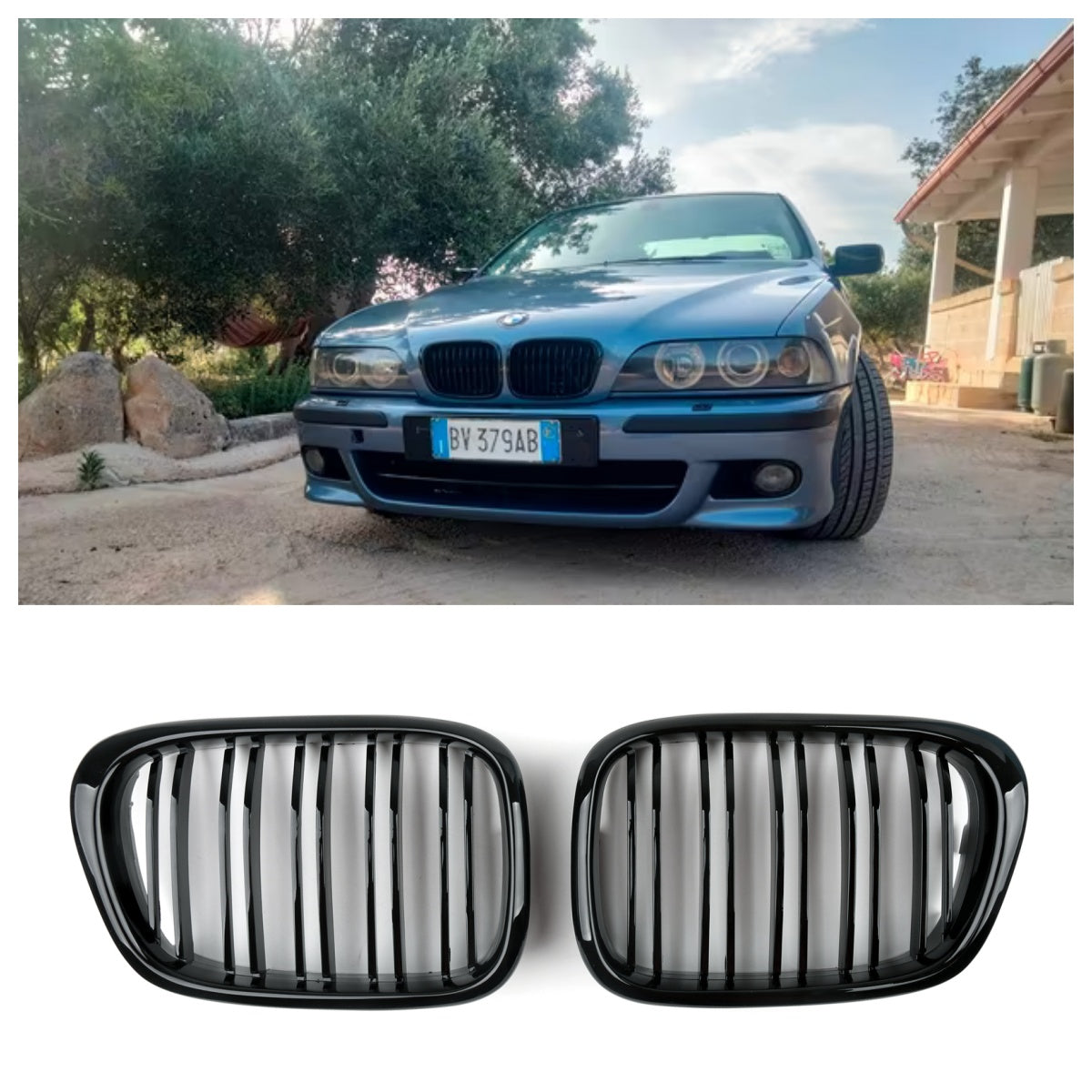 Kiiltävä musta etusäleikkö kaksoiskylmä BMW 5 E39 2001-2004 Generic -sarjalle