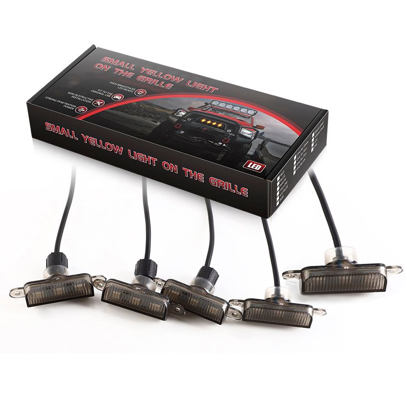 5 szt. świateł LED RGB do przedniego grilla z kontrolerem'zastosowanie dla pojazdów terenowych typu SUV