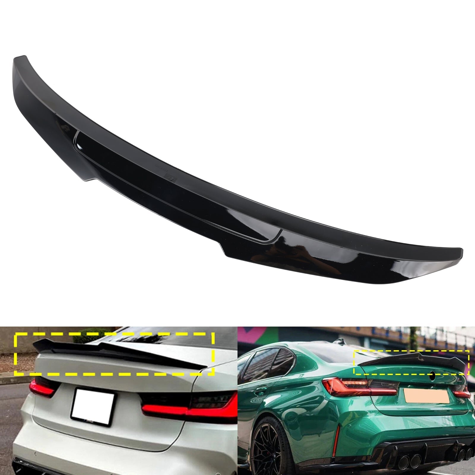 Czarny błyszczący tylny spoiler bagażnika do BMW serii 3 G20 G80 19-25, styl PSM