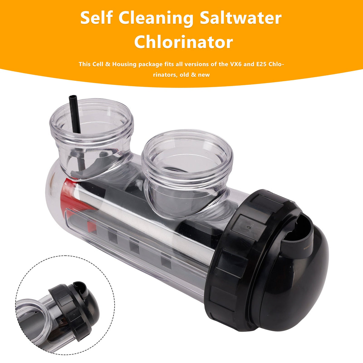 Cellule de remplacement pour chlorinateur à eau salée avec boîtier de cellule pour Astral/Hurlcon VX6/E25
