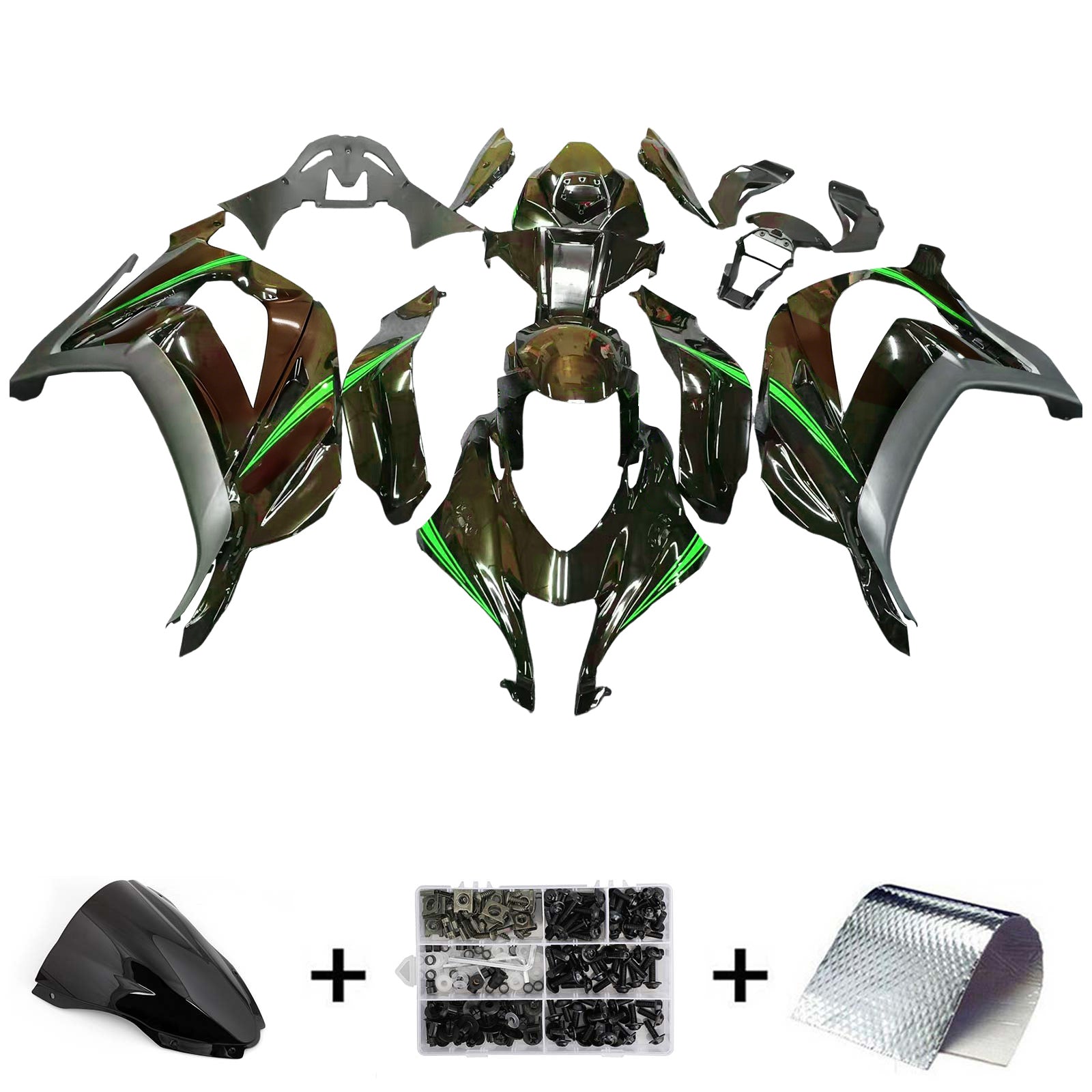 Kit de carénage en plastique ABS injecté compatible avec Kawasaki ZX10R 2016-2020