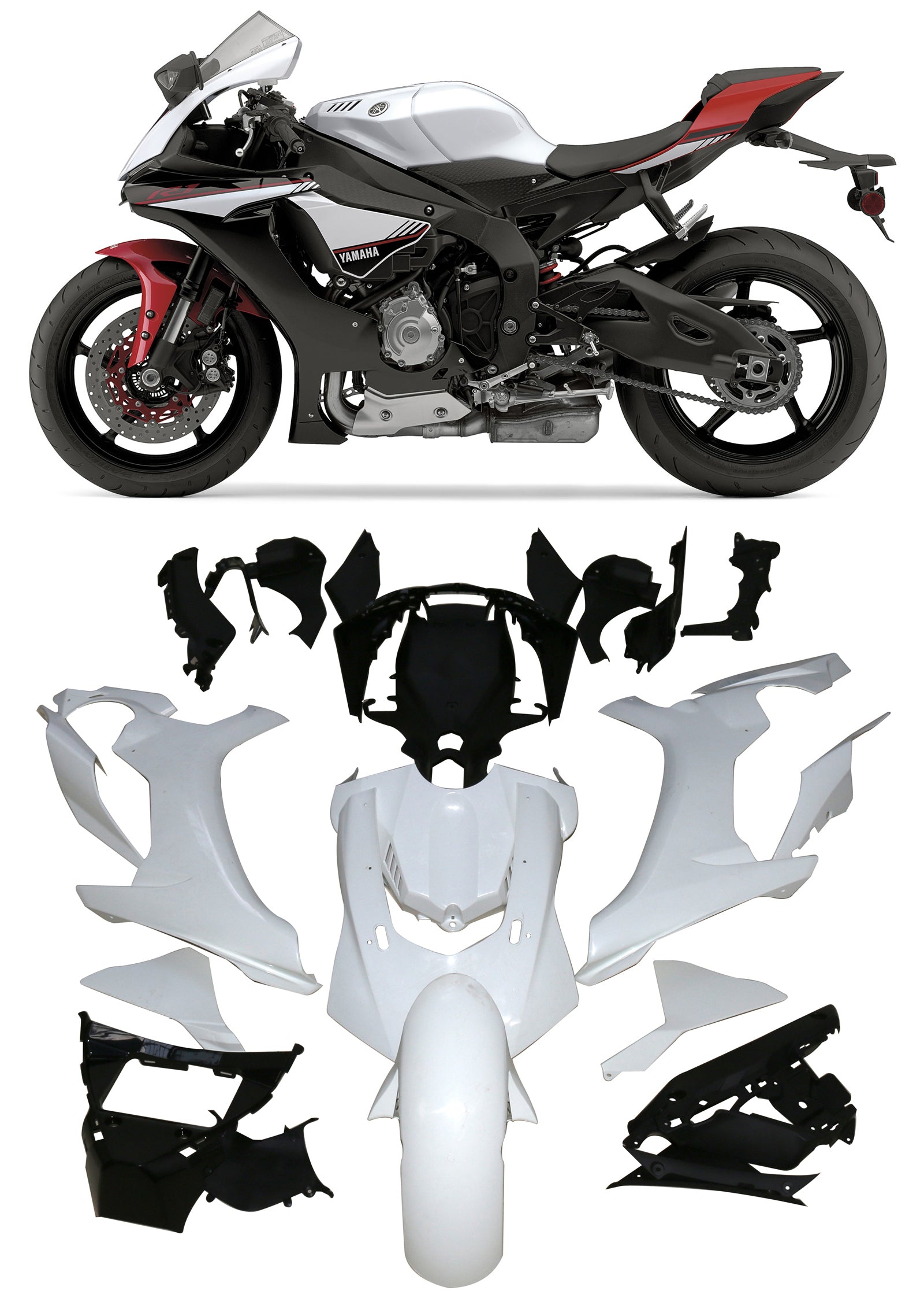 2015-2019 Yamaha yzf 1000 R1 Kit de cámara de inyección de cuerpo de plástico Abs