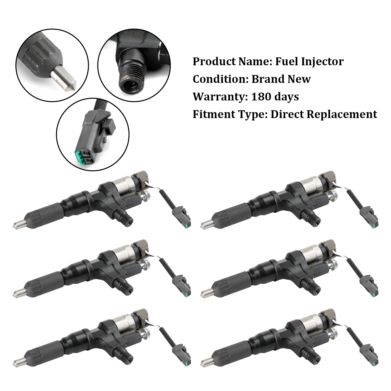 6PCS Fuel Injectors 095000-6593 Pour Denso Pour Hino J08E Pour Kobelco SK330-8