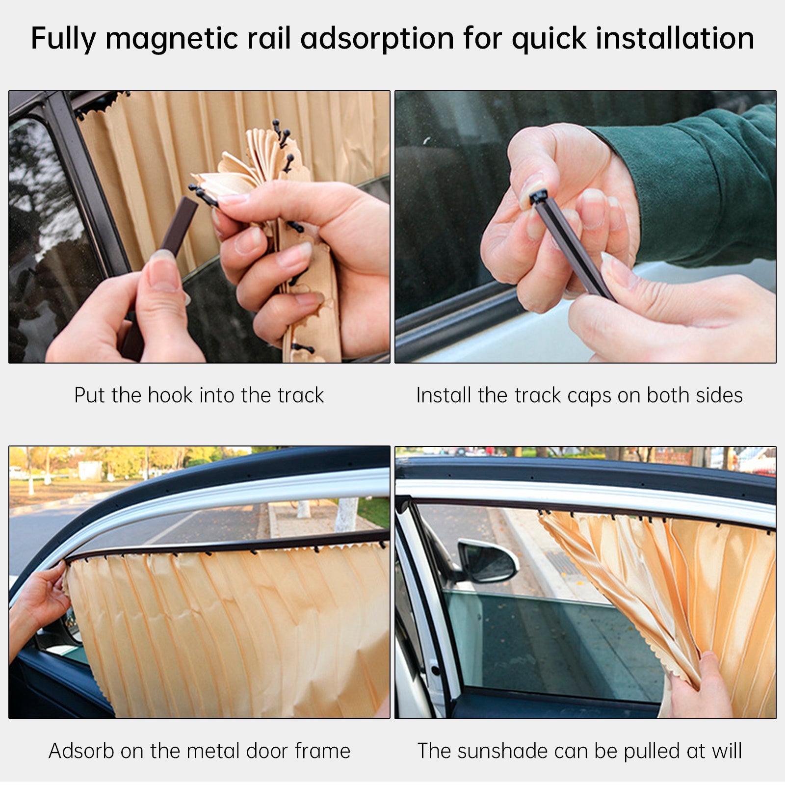 Lot de 4 pare-soleil universels dorés pour vitres latérales de voiture, pour l'allaitement et la sieste