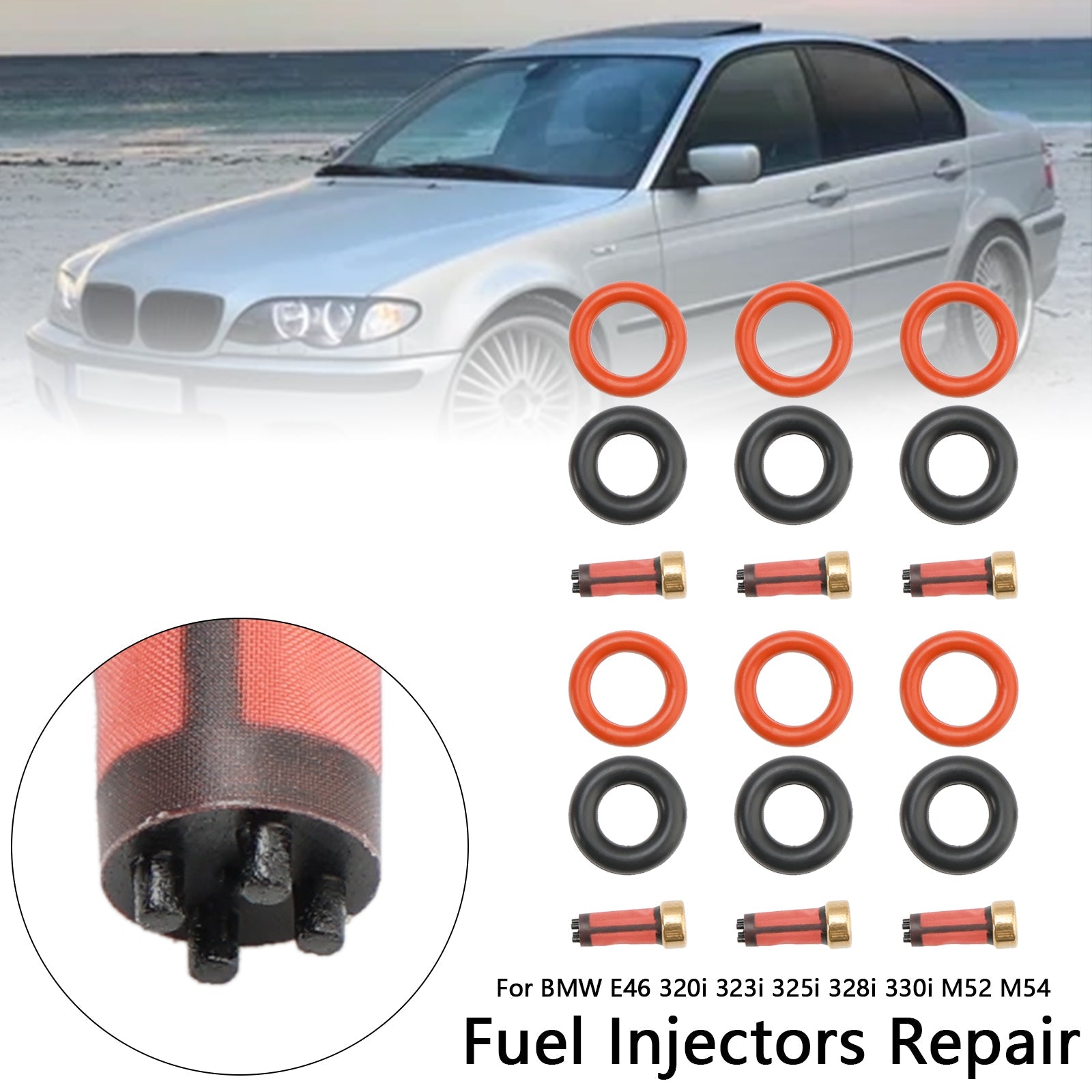 Kits de réparation d&#39;injecteur de carburant BMW E46 320i 323i 325i 328i 330i M52 M54 13537546244 13641437487