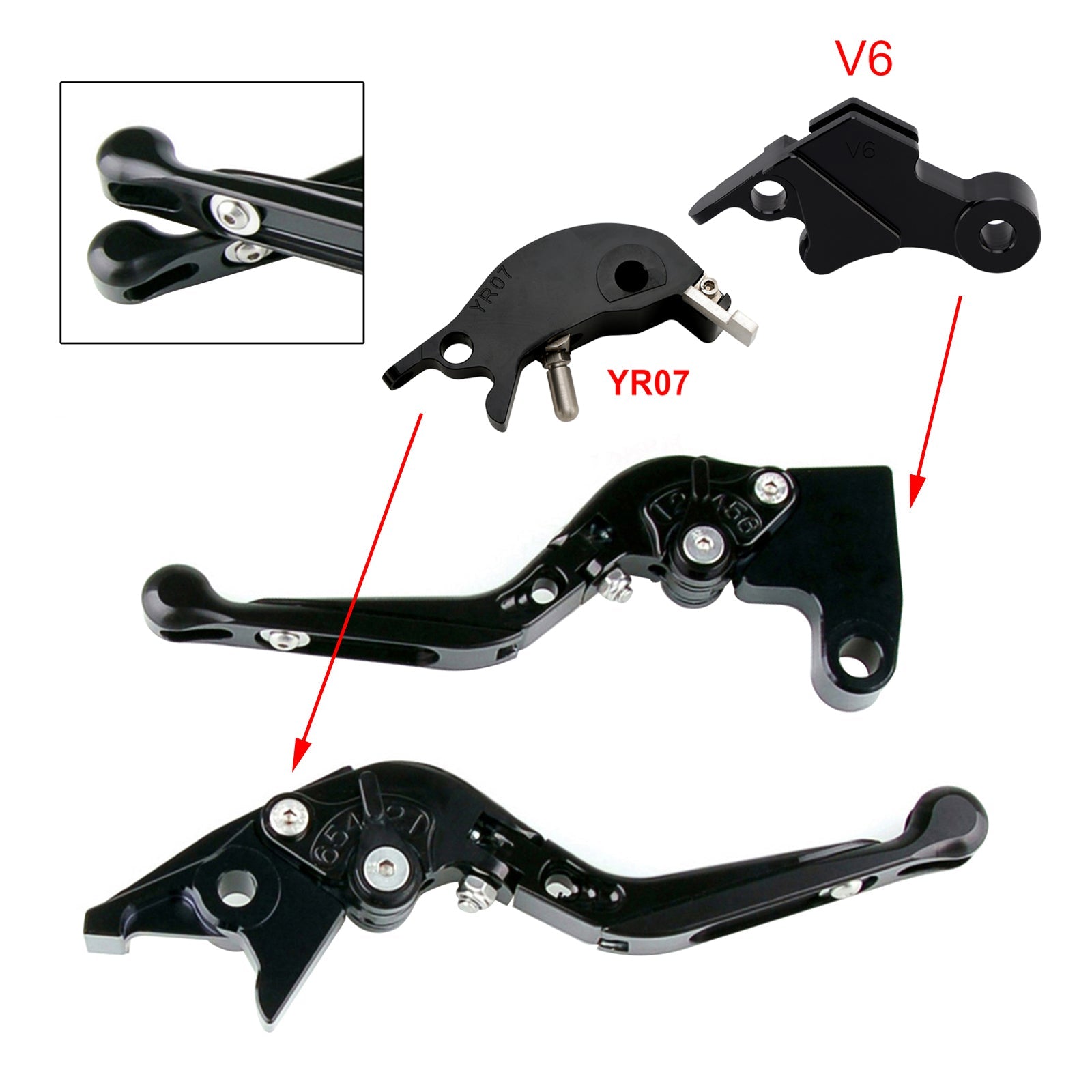 Levier de frein et d'embrayage réglable compatible avec YAMAHA XSR900 XSR900GP MT-09 MT-09SP 24-25