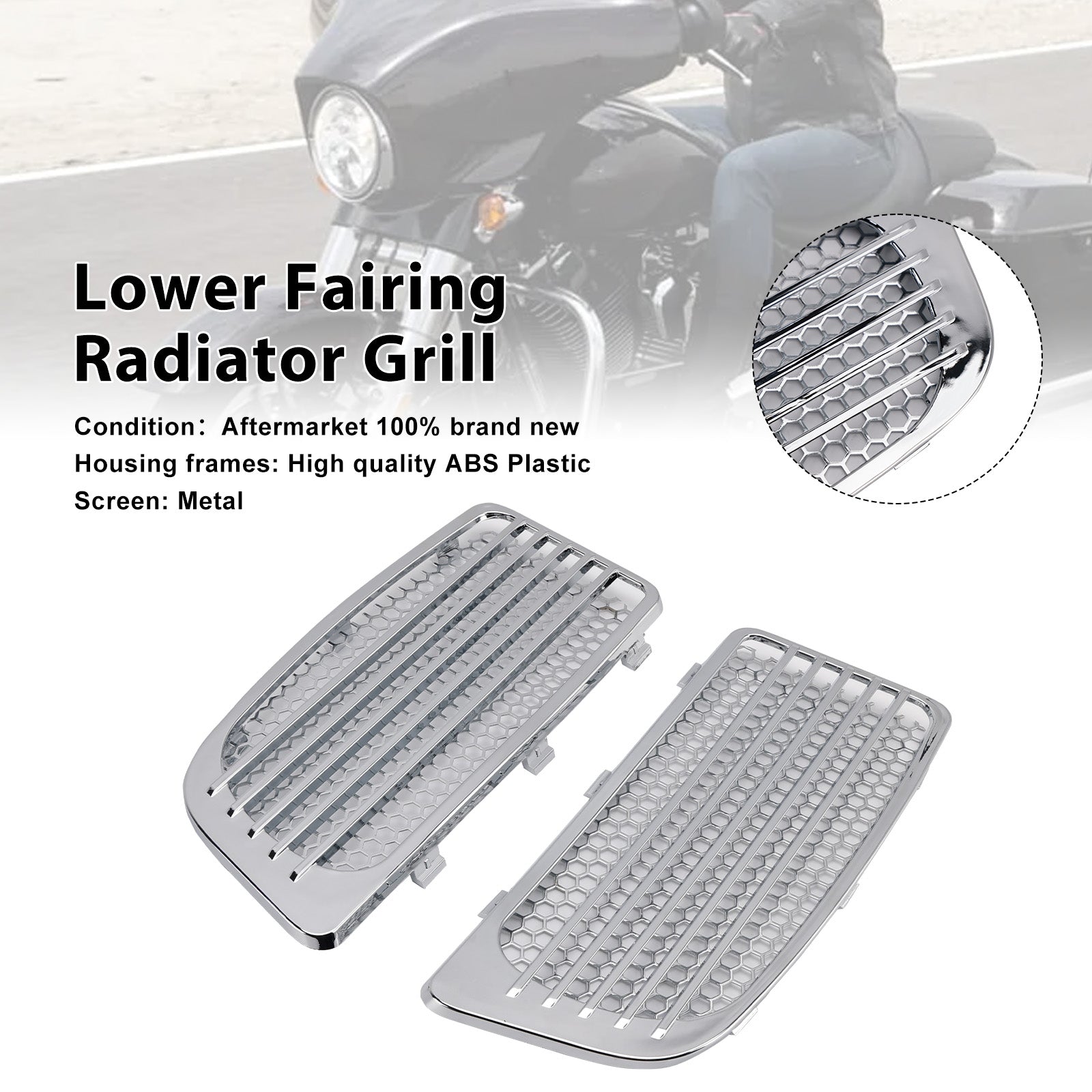 Grille de radiateur de carénage inférieur compatible avec Road Glide King FLHR Special FLTRXS