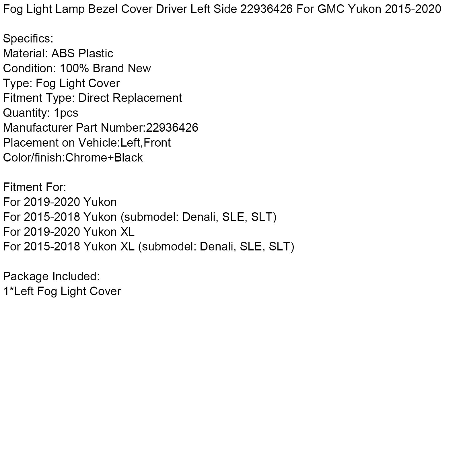 Ognjeni pokrov na levi strani voznika 22936426 za GMC Yukon 2015-2020