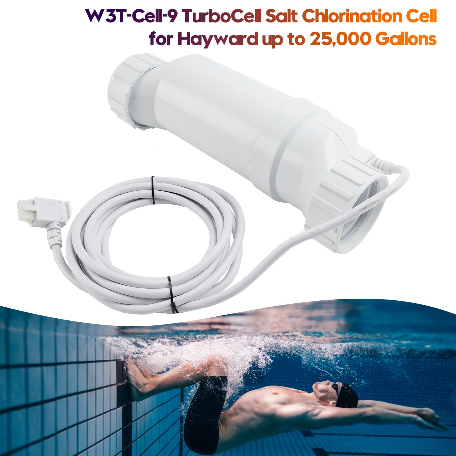 Cellule de chloration au sel TurboCell W3T-Cell-9 pour Hayward jusqu'à 25 000 gallons