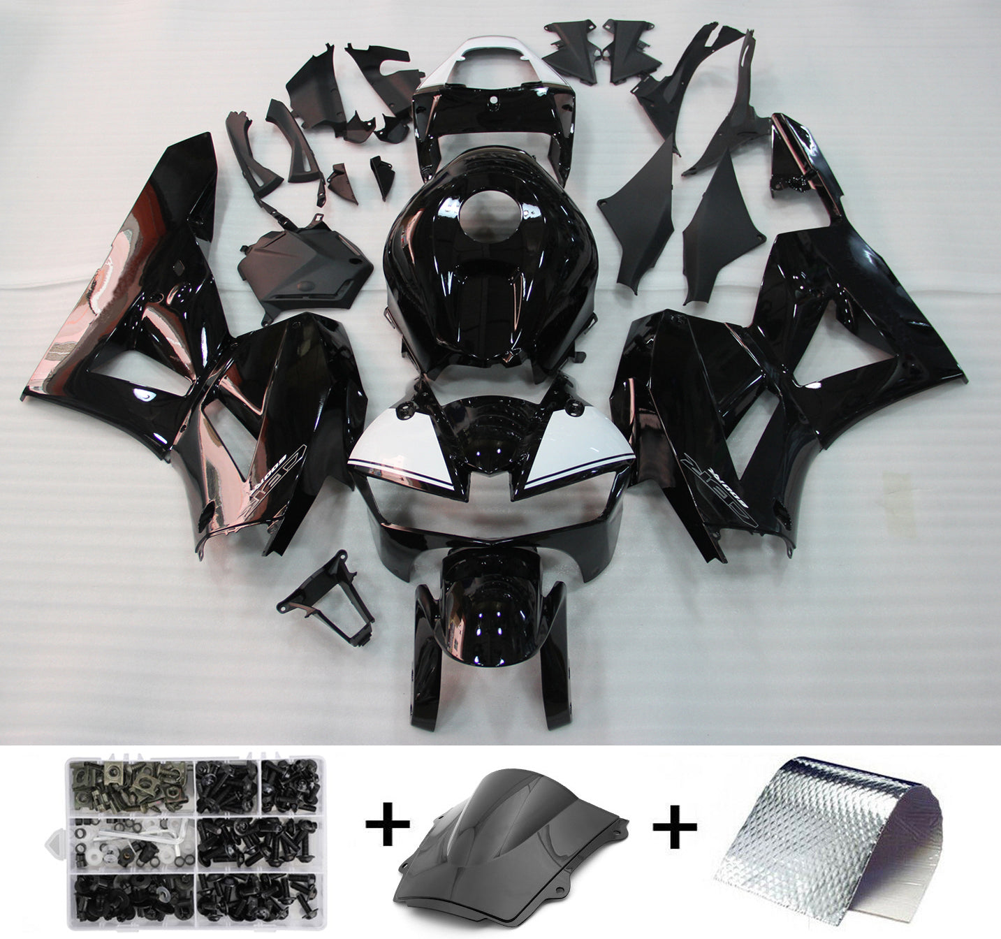 Kit de carénage en plastique ABS moulé par injection noir brillant pour Honda CBR600RR 2013-2020