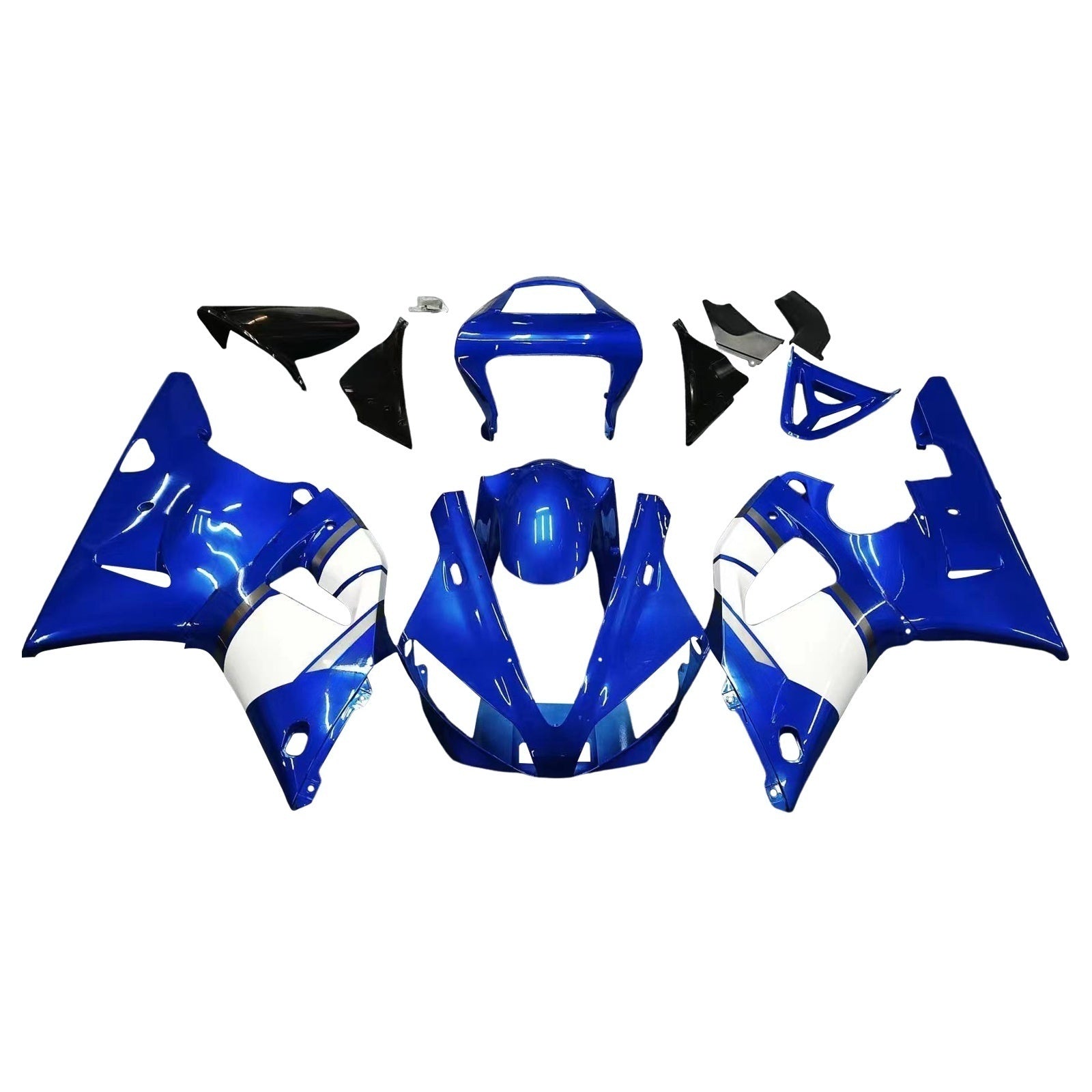 Kit de carénage en plastique ABS moulé par injection bleu pour Yamaha YZF R1 2000-2001
