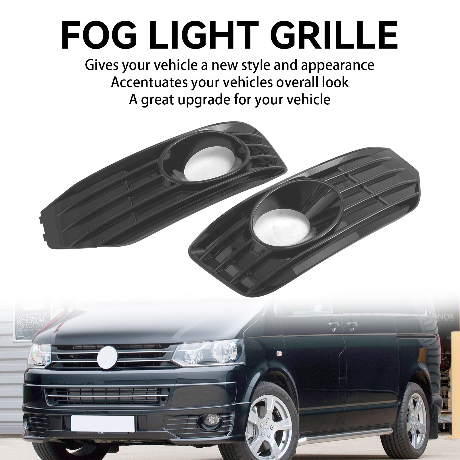 2010-2015 VW T5 T5.1 Gloss Black Fog Lamp Light Cover Insert S-line Grille