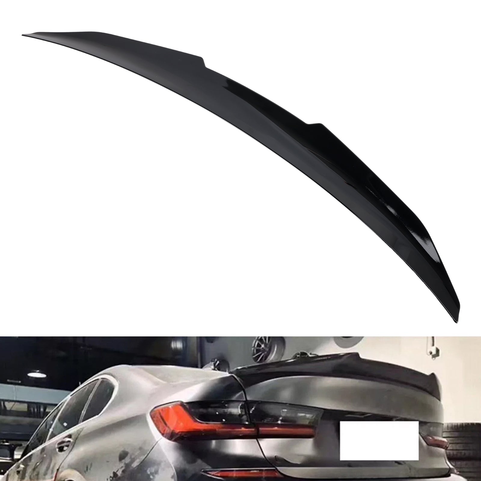 Czarny błyszczący tylny spoiler bagażnika do BMW serii 3 G20 G80 19-25, styl PSM