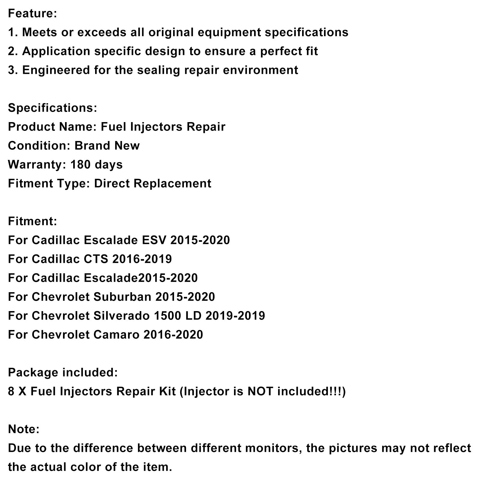 Zestaw stawów torycznych dla wtryskiwacza paliwa dla Chevrolet Silverado 1500 2019-2019 i Camaro