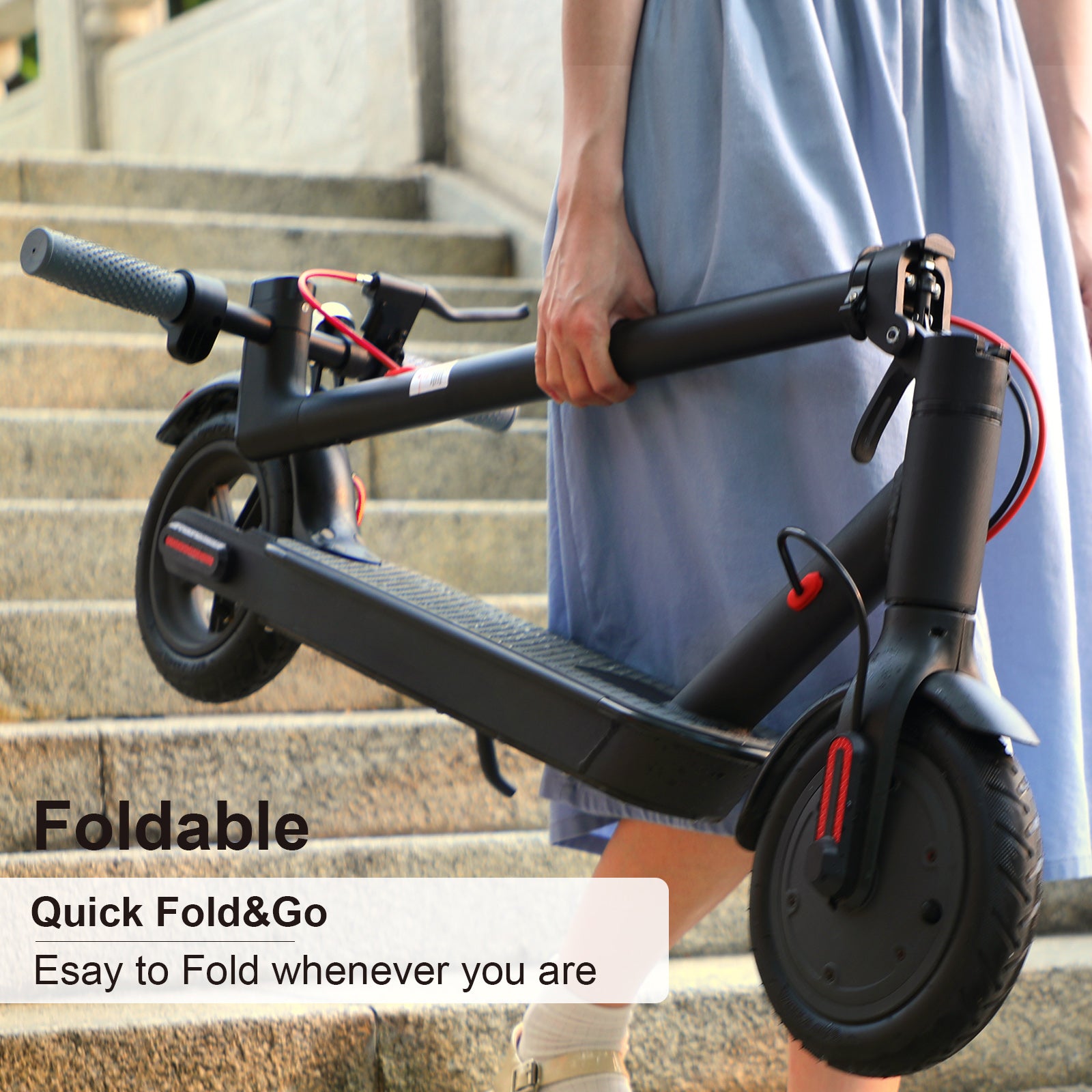 Trottinette Électrique 350W 8,5", Autonomie 35 km, 30 km/h, Double Frein et Pneus Pleins