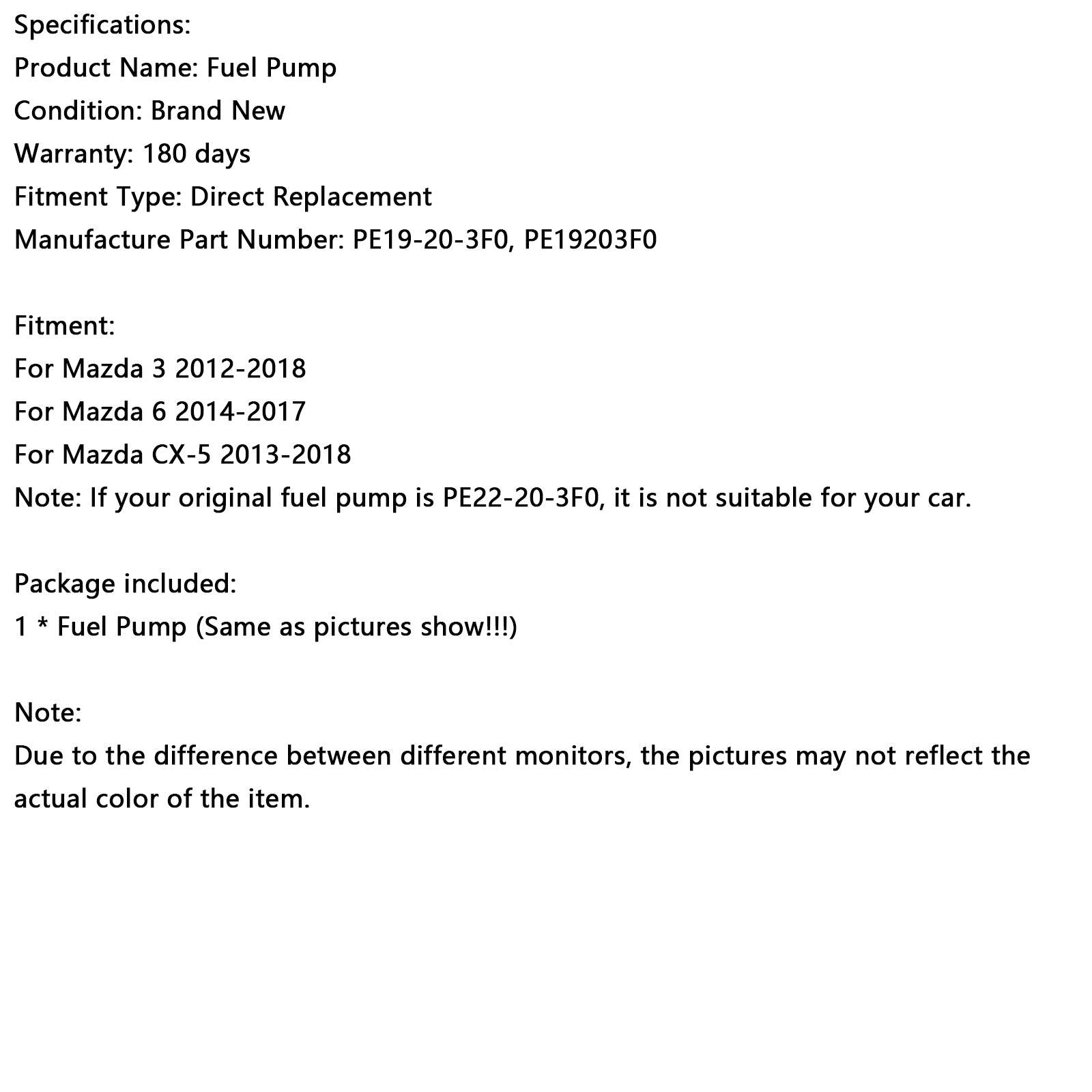 Korkeapainepolttoainepumppu, joka on yhteensopiva Mazda 3: n (2012-2018), Mazda 6: n (2014-2017) ja Mazda CX-5: n (2013-2018) kanssa.