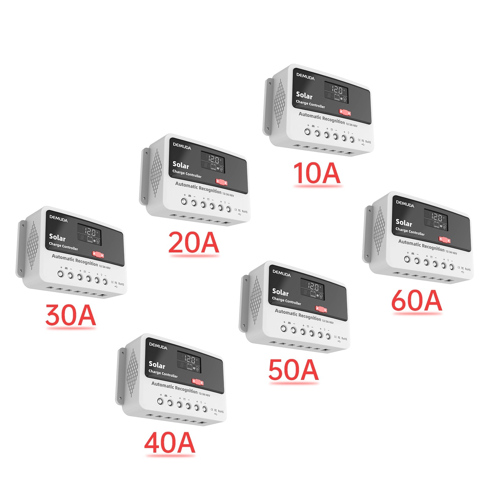 Contrôleur solaire automatique PWM 12 V 24 V 48 V 10 A-60 A, phosphate de fer