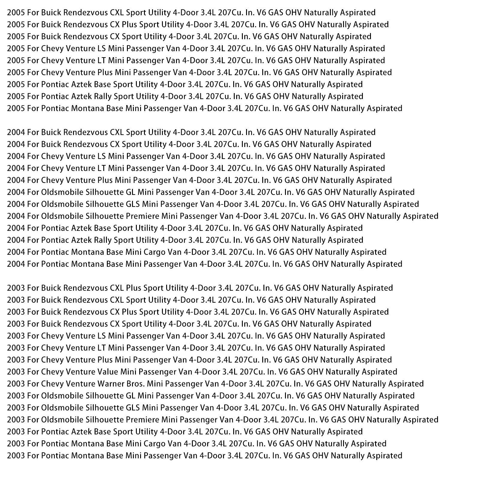 Corpo farfallato per Chevrolet Venture 2000-2005, codice articolo 12595275