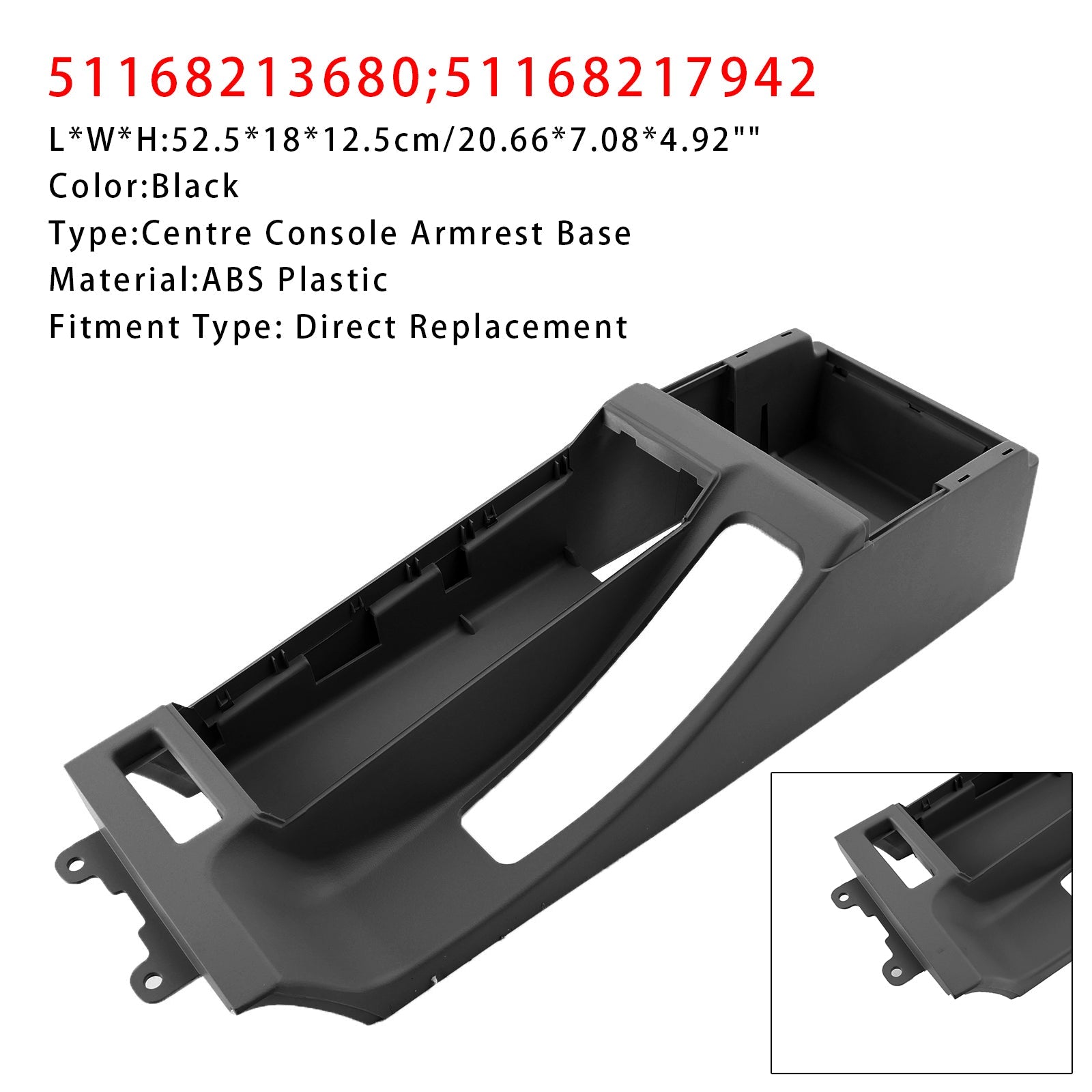 Garniture de Repose-bras de Console Centrale Noire pour BMW E46 325i 328i 02-06 51168213680