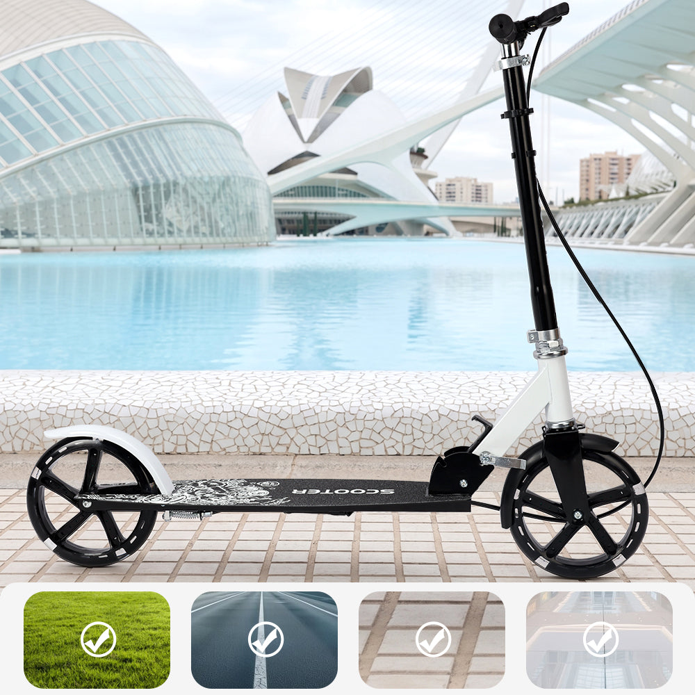 Trottinette Pliable Sans Moteur Violette pour Tous les Âges avec Roues PU Lumineuses Hauteur Réglable et Plateau Antidérapant