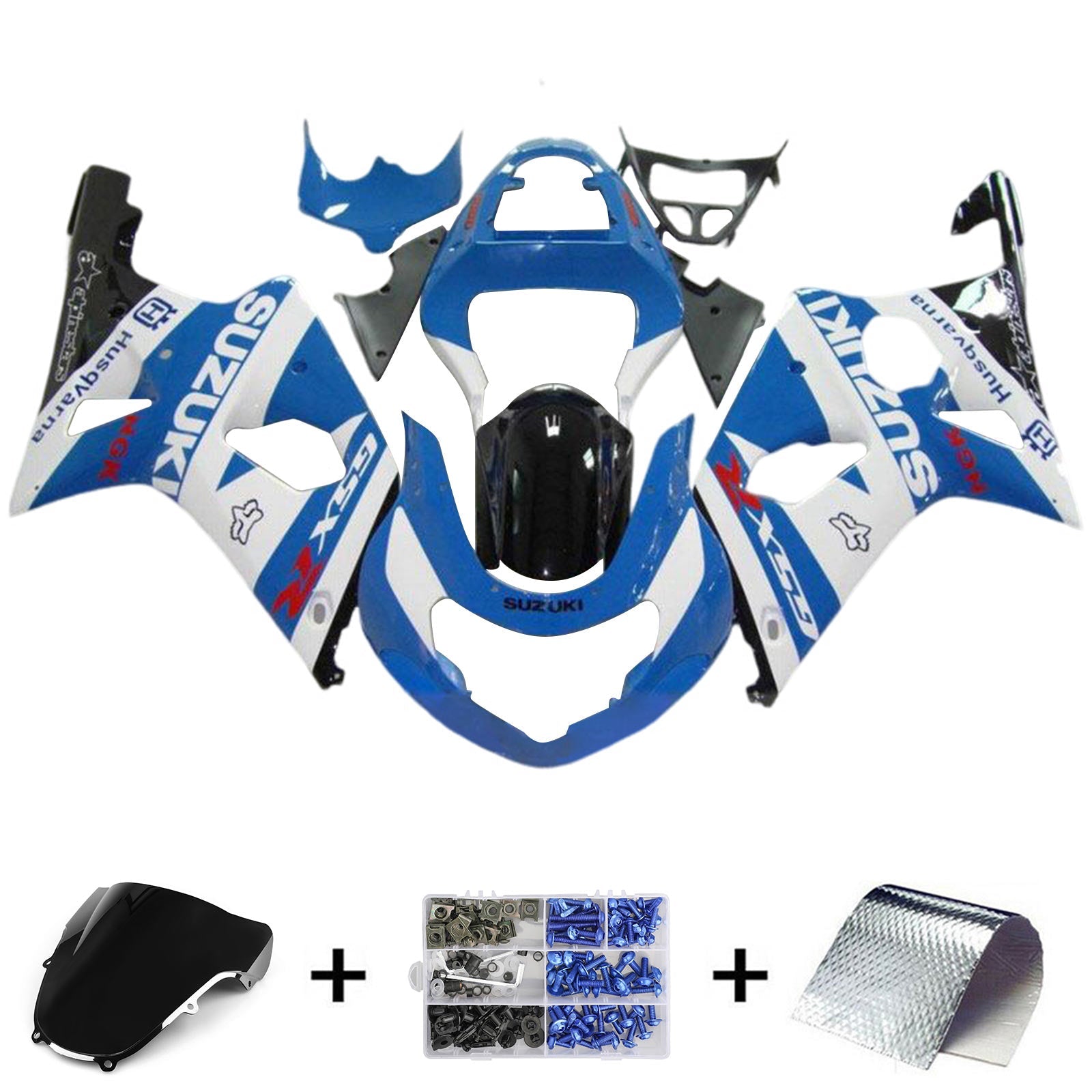 Amotopart Suzuki GSXR1000 2000-2002 K1 K2 Kit de carenado de carrocería de plástico ABS