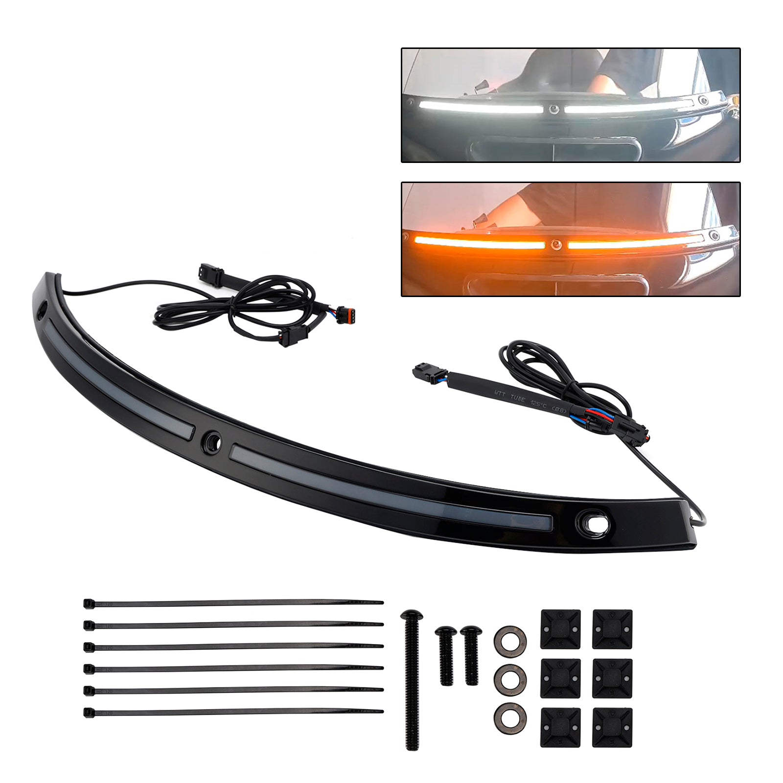 Garniture de pare-brise avec clignotants à LED pour Touring Electra Glide Street Glide Ultra Limited 2014+