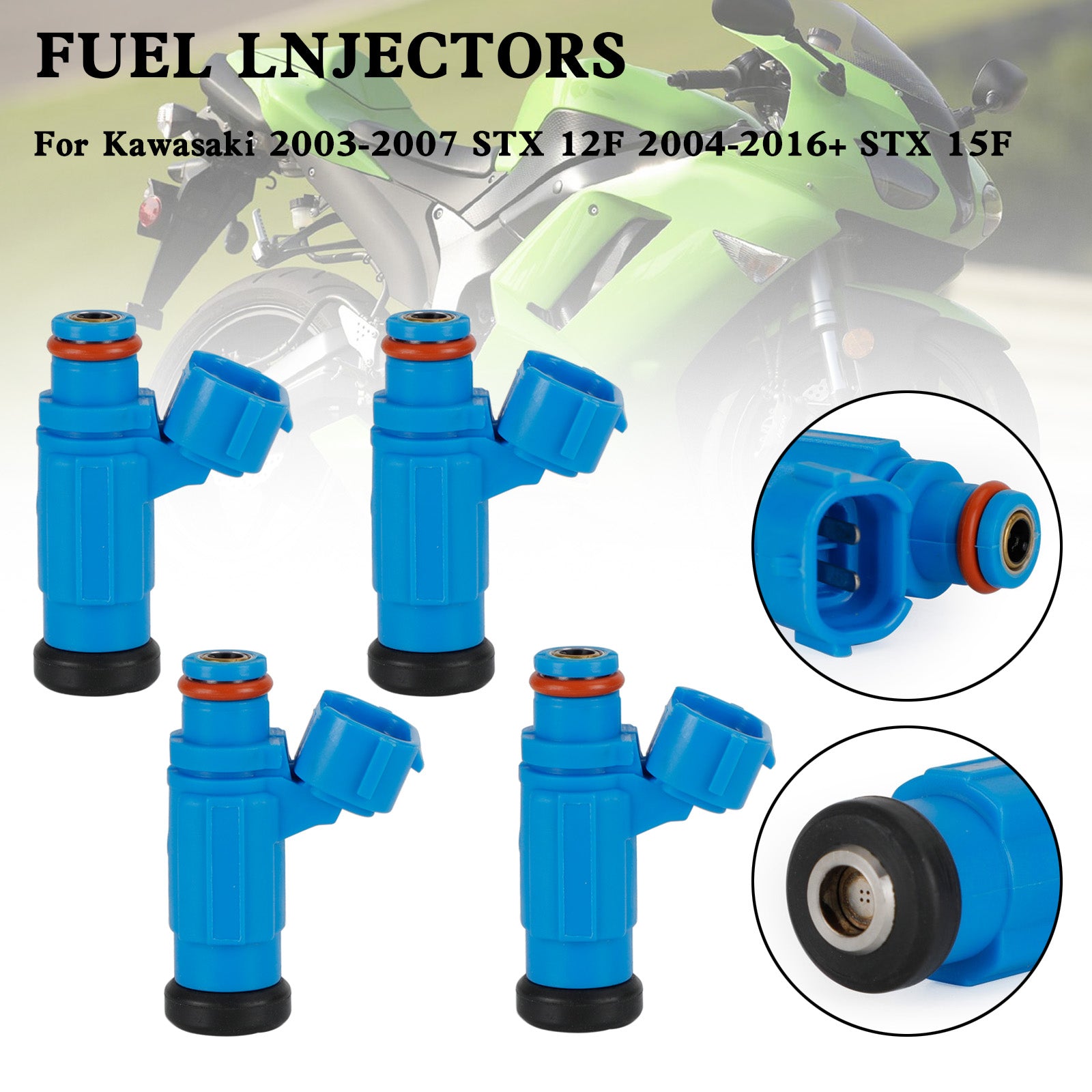 4PCS 49033-3707 Injecteurs de carburant pour Kawasaki 2003-2007 STX 12F 2004-2016+ STX 15F