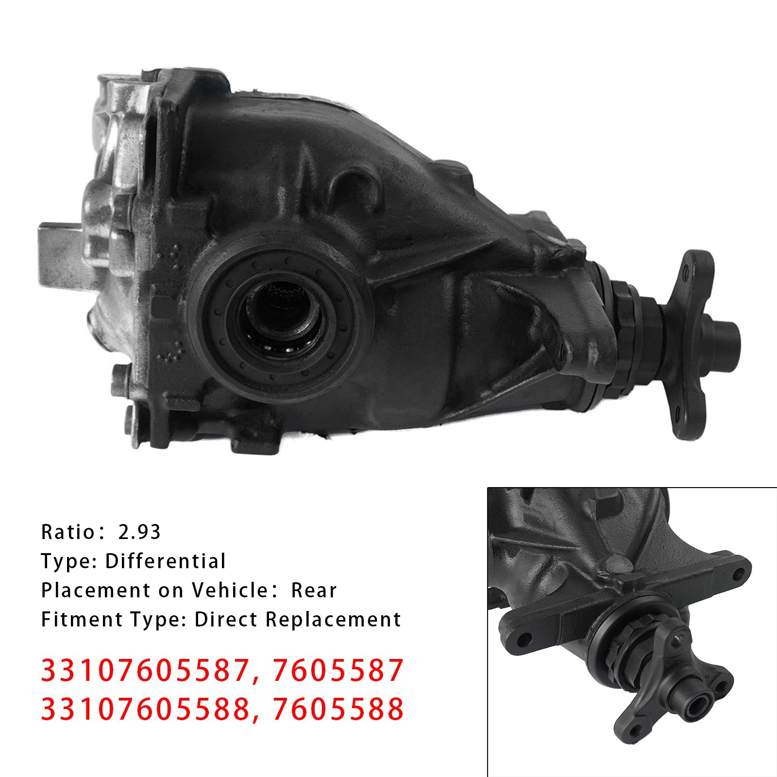 Achter differentiaal BMW 1 F20 F21 116D -serie, rapport 2.93, 33107605587