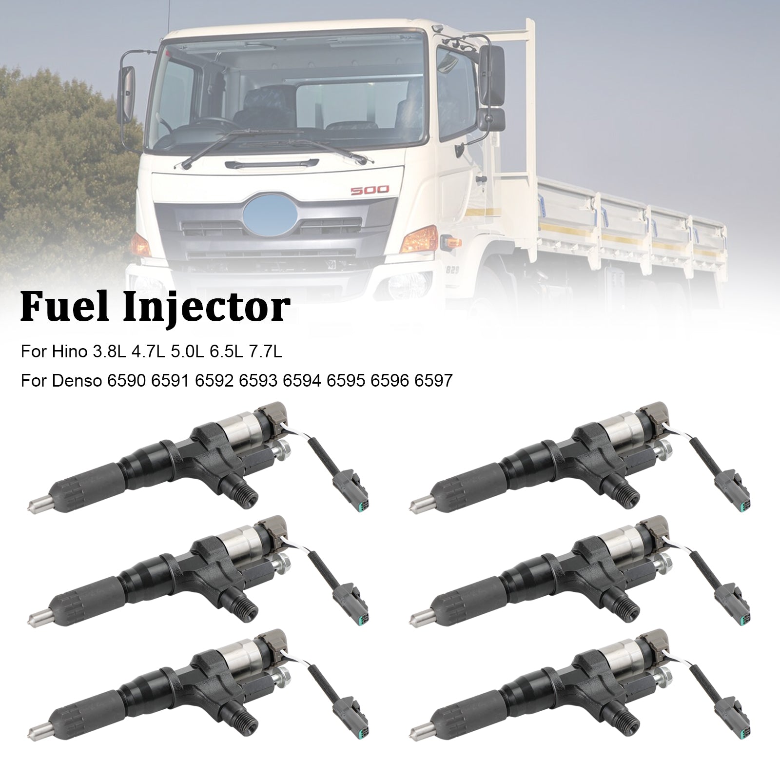 6PCS Fuel Injectors 095000-6593 Pour Denso Pour Hino J08E Pour Kobelco SK330-8