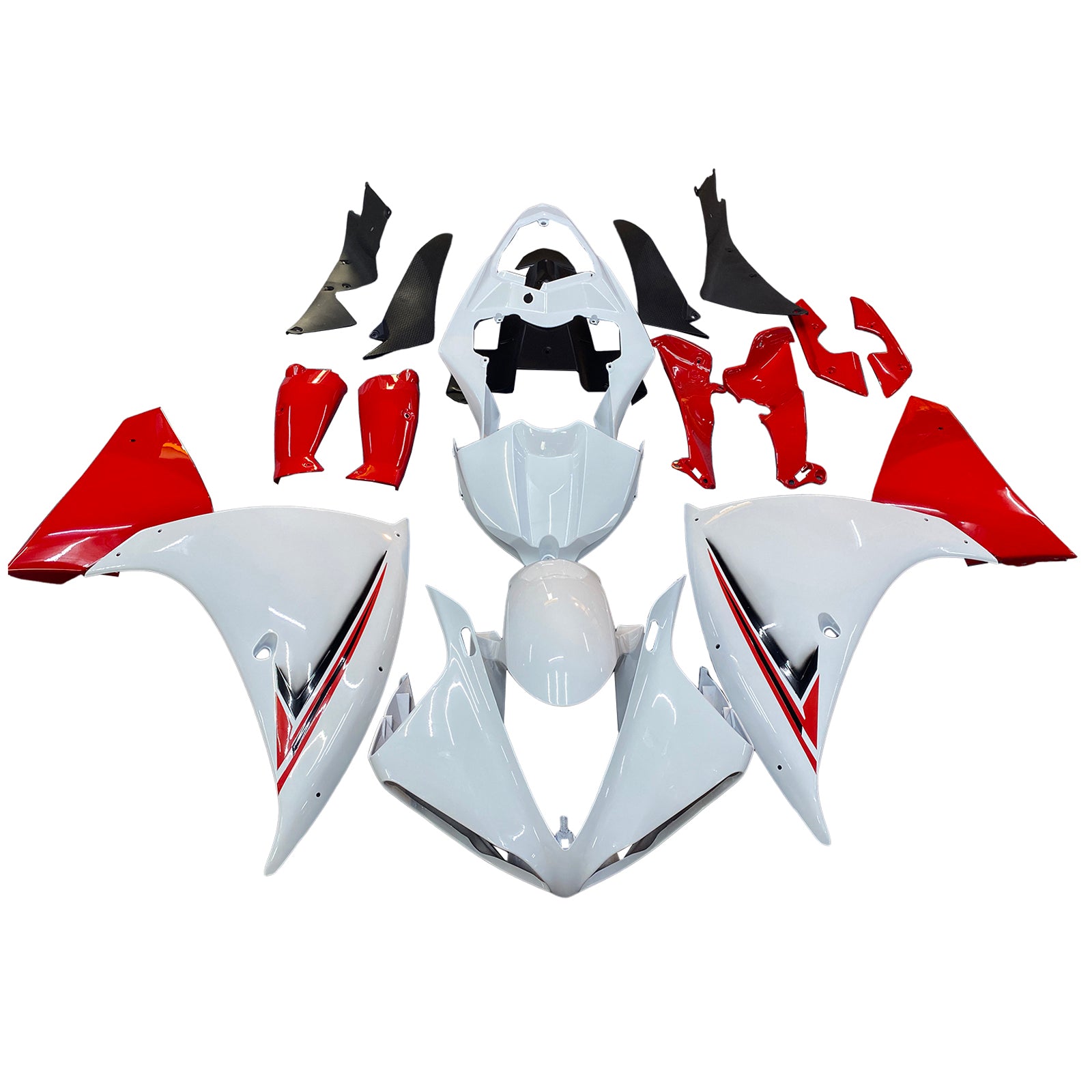 Kit de carénage en plastique ABS moulé par injection rouge et blanc pour Yamaha YZF R1 2009-2011