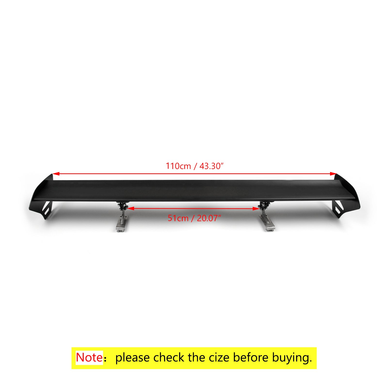 Alerón trasero universal ajustable de aluminio GT Hatch Racing negro 15# genérico