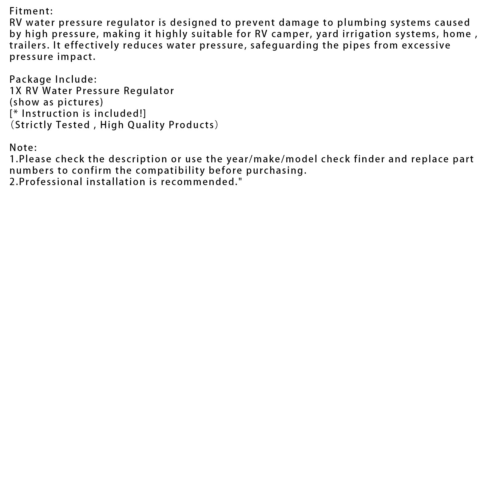 Regulator ciśnienia d'woda do kamperów. Mosiężna, bezołowiowa, regulowana.